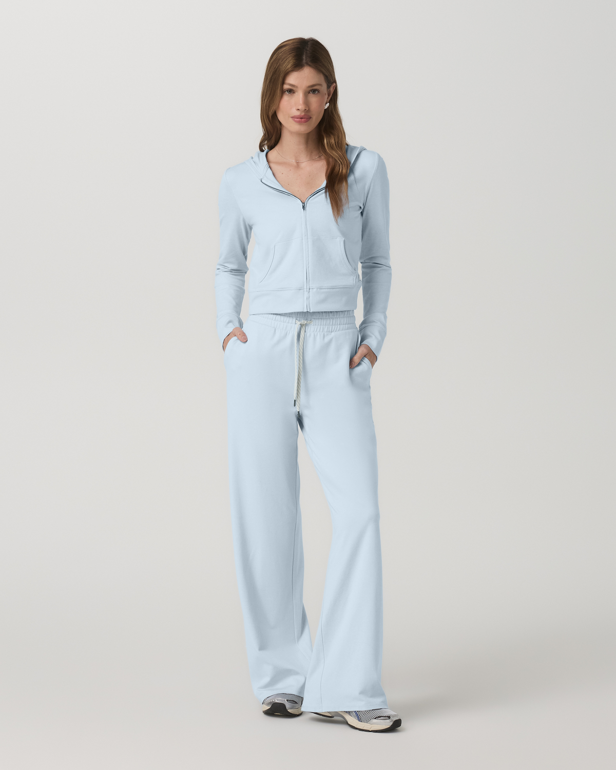 Women|New Vuori Halo Mini Full Zip Hoodie Soft Sky Heather Cropped Hoodie