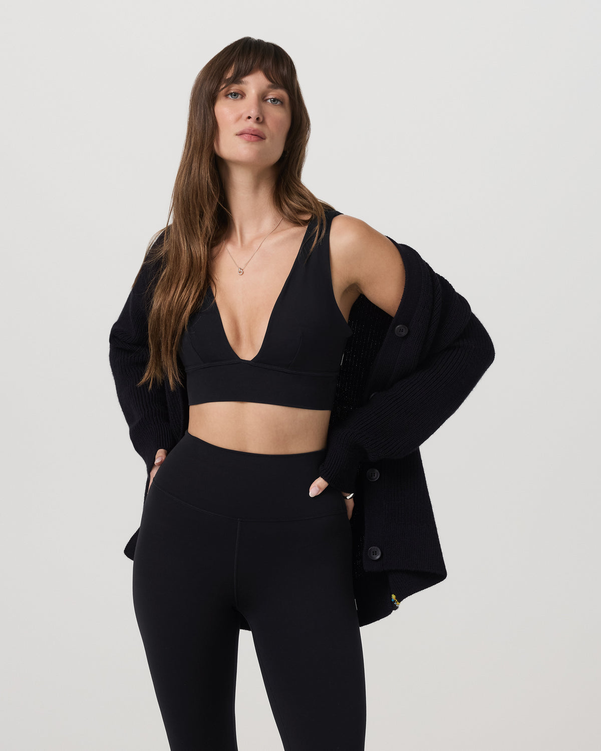 Women Vuori Alps Boyfriend Cardigan Women's Black Knit Sweater