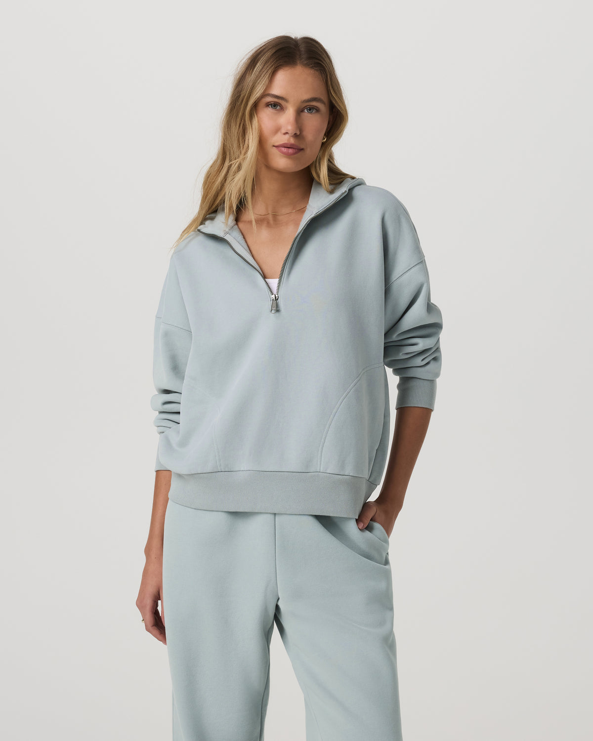 Women Vuori Restore Relaxed Half Zip Hoodie Blue Haze Jacket