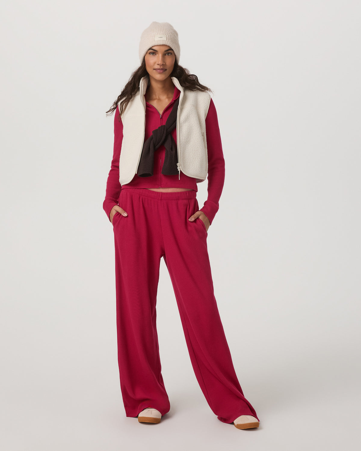 Women Vuori Waffle Wideleg Pant Women's Strawberry Waffle Knit Pant