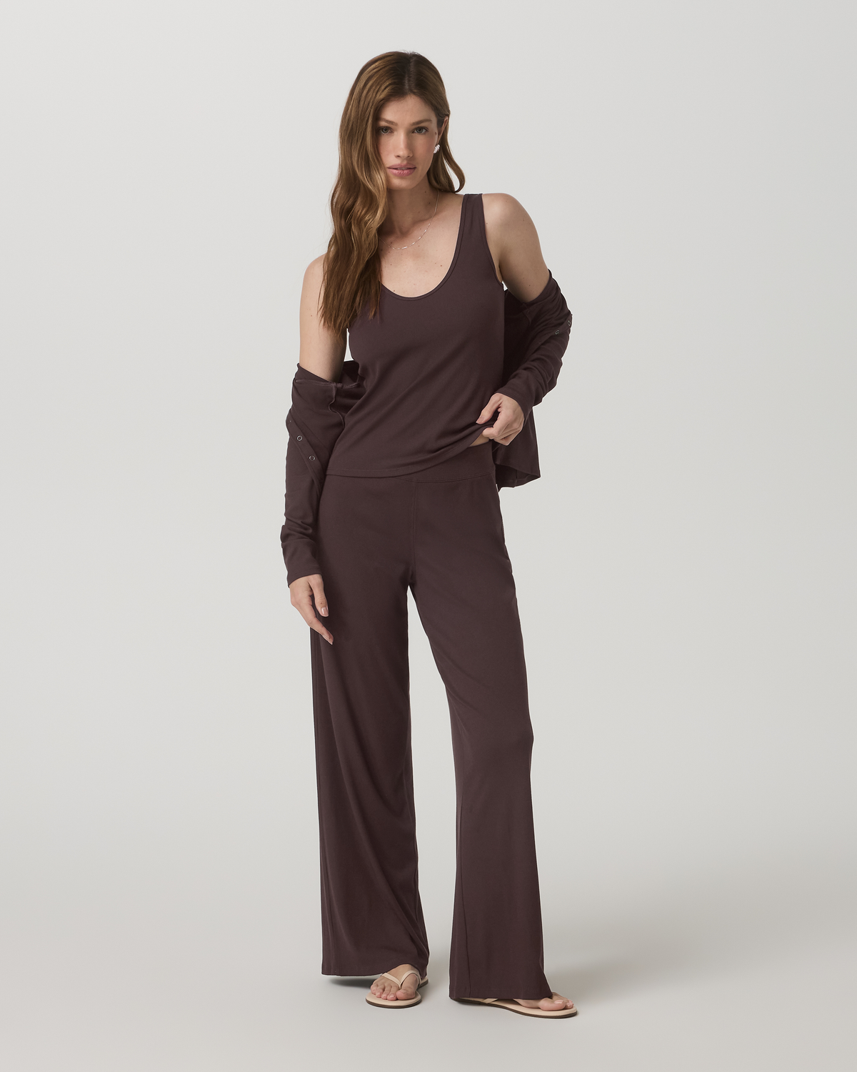 Women|New Vuori Pose Twin Tank Women's Fitted French Roast Tank Top