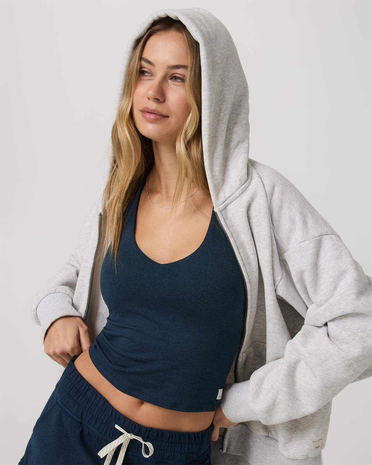Women|New Vuori Halo Performance Crop Tank 2.0 Blue Coast Heather Top