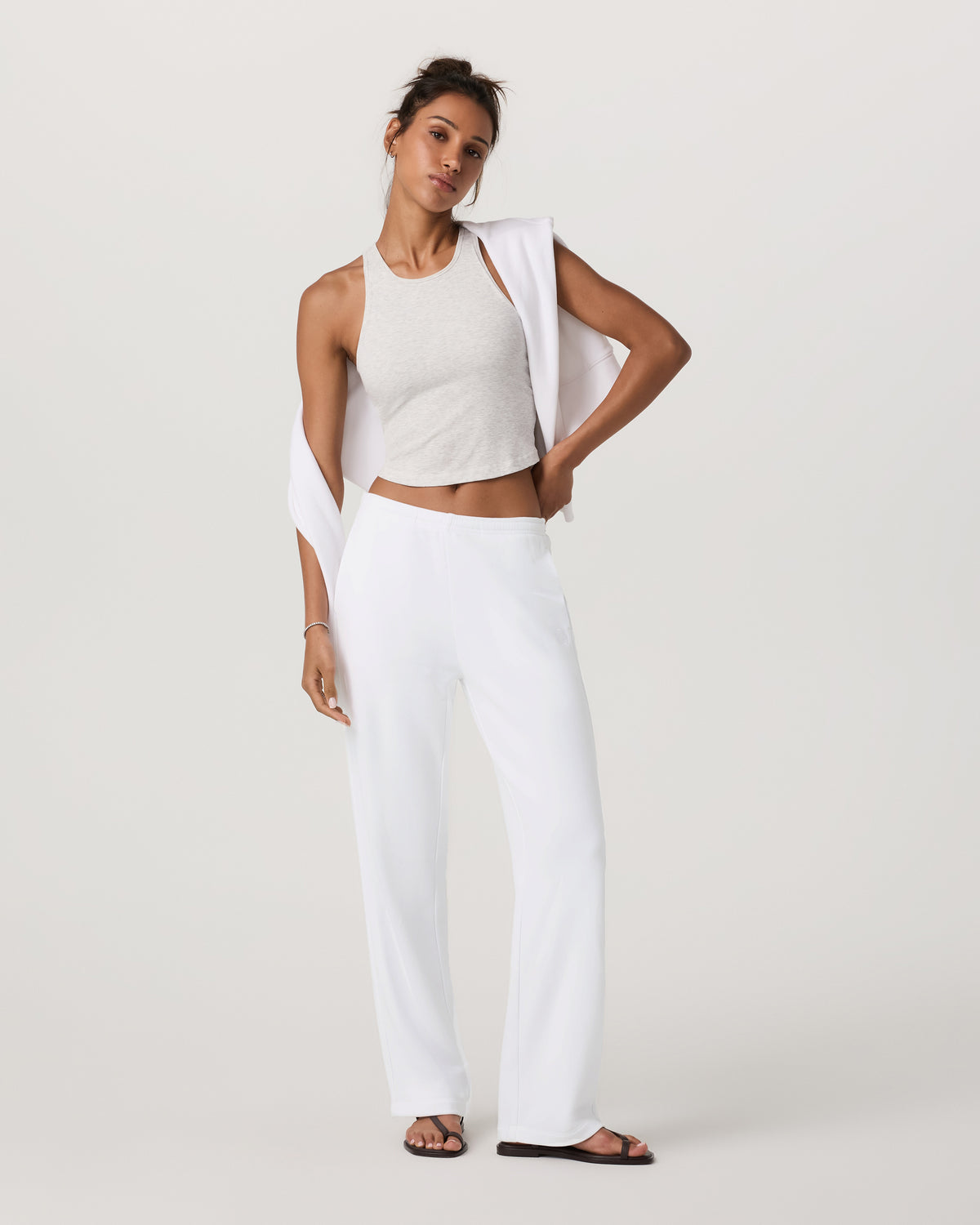 Women Vuori Pose Plyo Tank White Rib Tank Top with Built in Bra