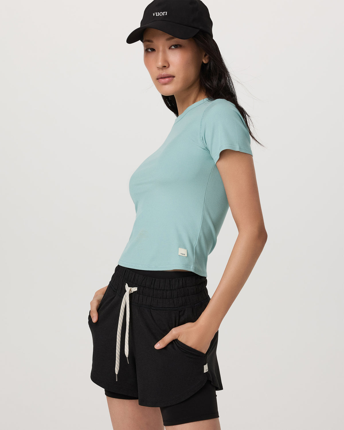 Women Vuori Pose Fitted Tee Sea Spray