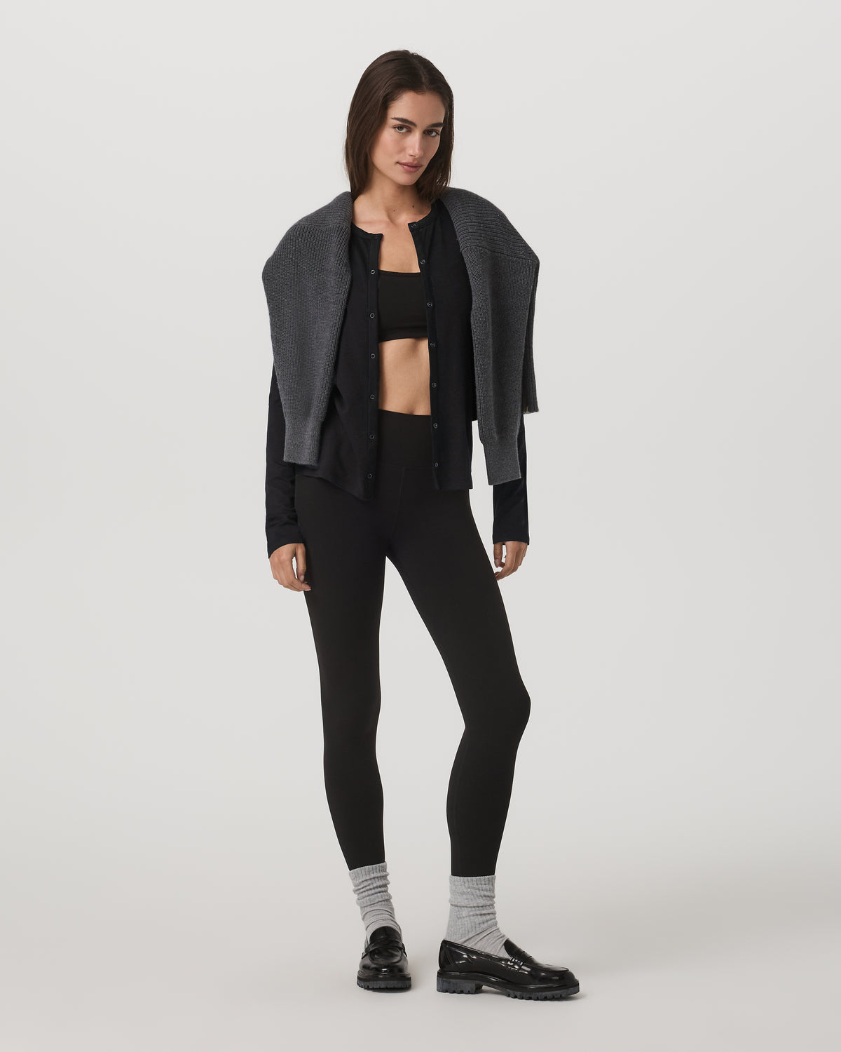 Women|New Vuori Women's Long Sleeve Halo Snap Cardigan Black Heather