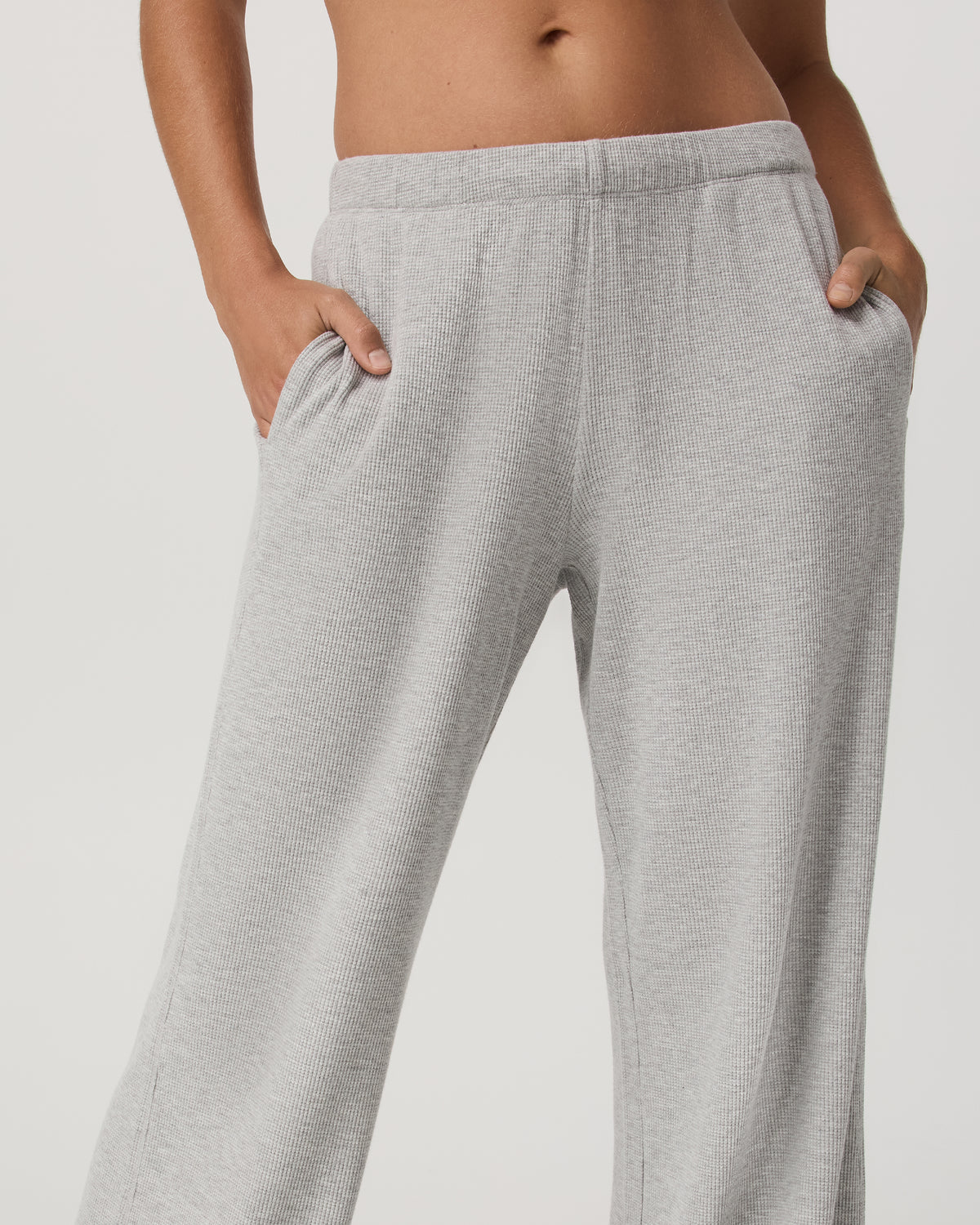 Women Vuori Waffle Wideleg Pant Women's Light Grey Waffle Knit Pants