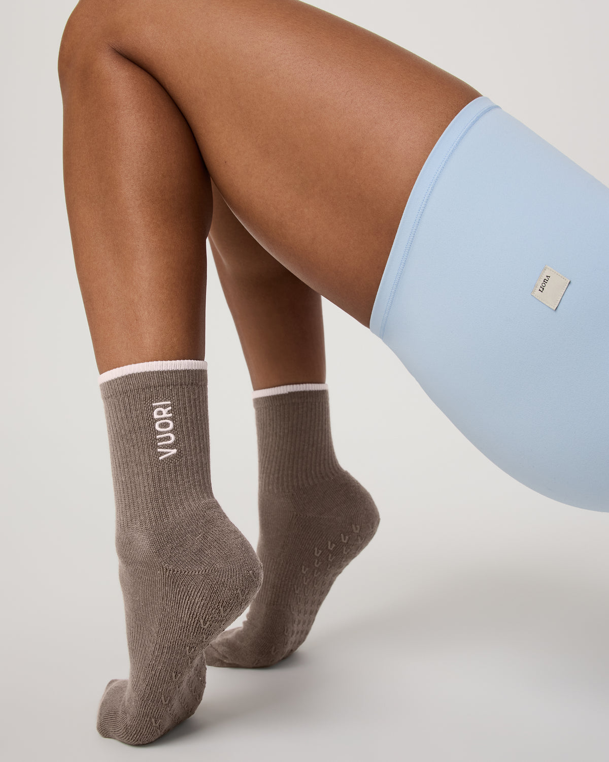 Women|Men|Accessories Vuori Half Crew Gripper Sock Smokey Taupe Grip Socks