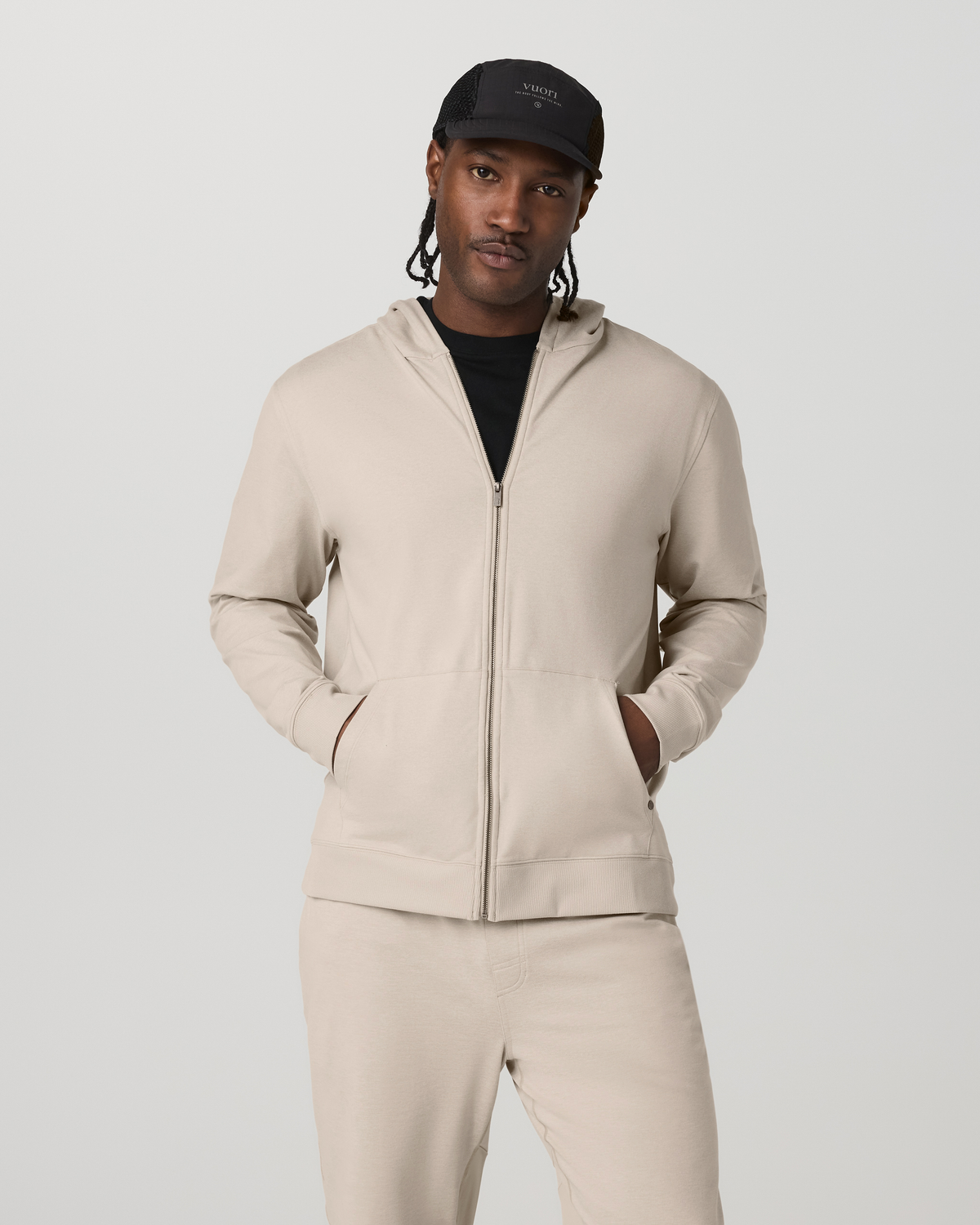 Men Vuori Men's Coronado Full Zip Hoodie 2.0 Limestone Heather