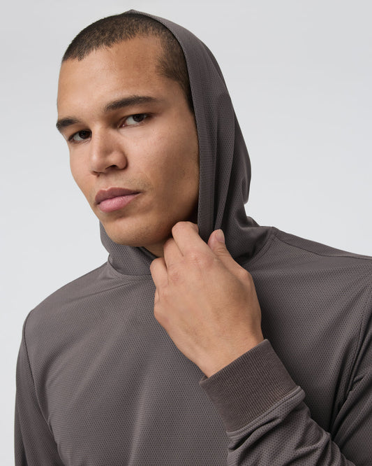 Men Vuori Double Mesh Hoodie Warm Grey