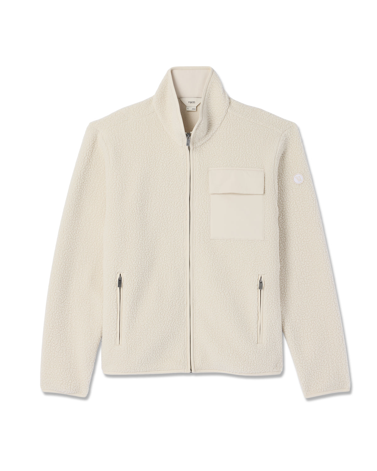 Men Vuori Alpine Fleece Full Zip Men's Bone Mock Neck Jacket
