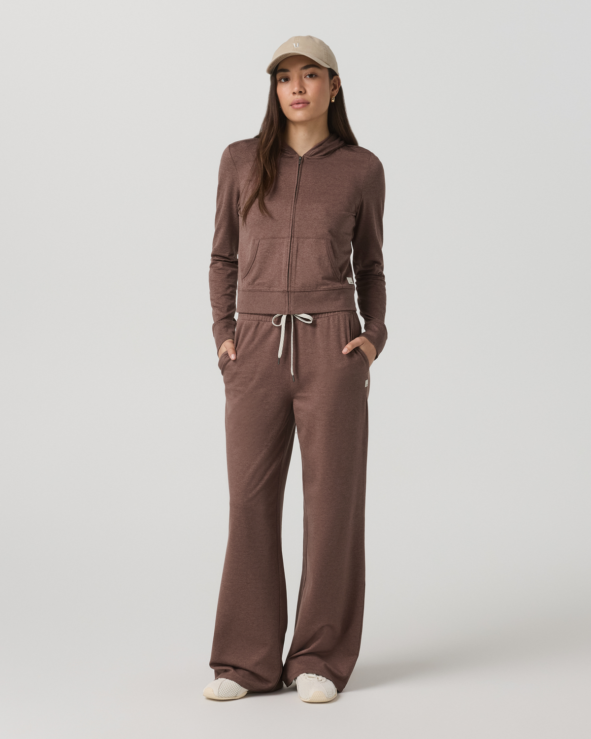 Women|New Vuori Halo Mini Full Zip Hoodie Women's Sable Heather Hoodie