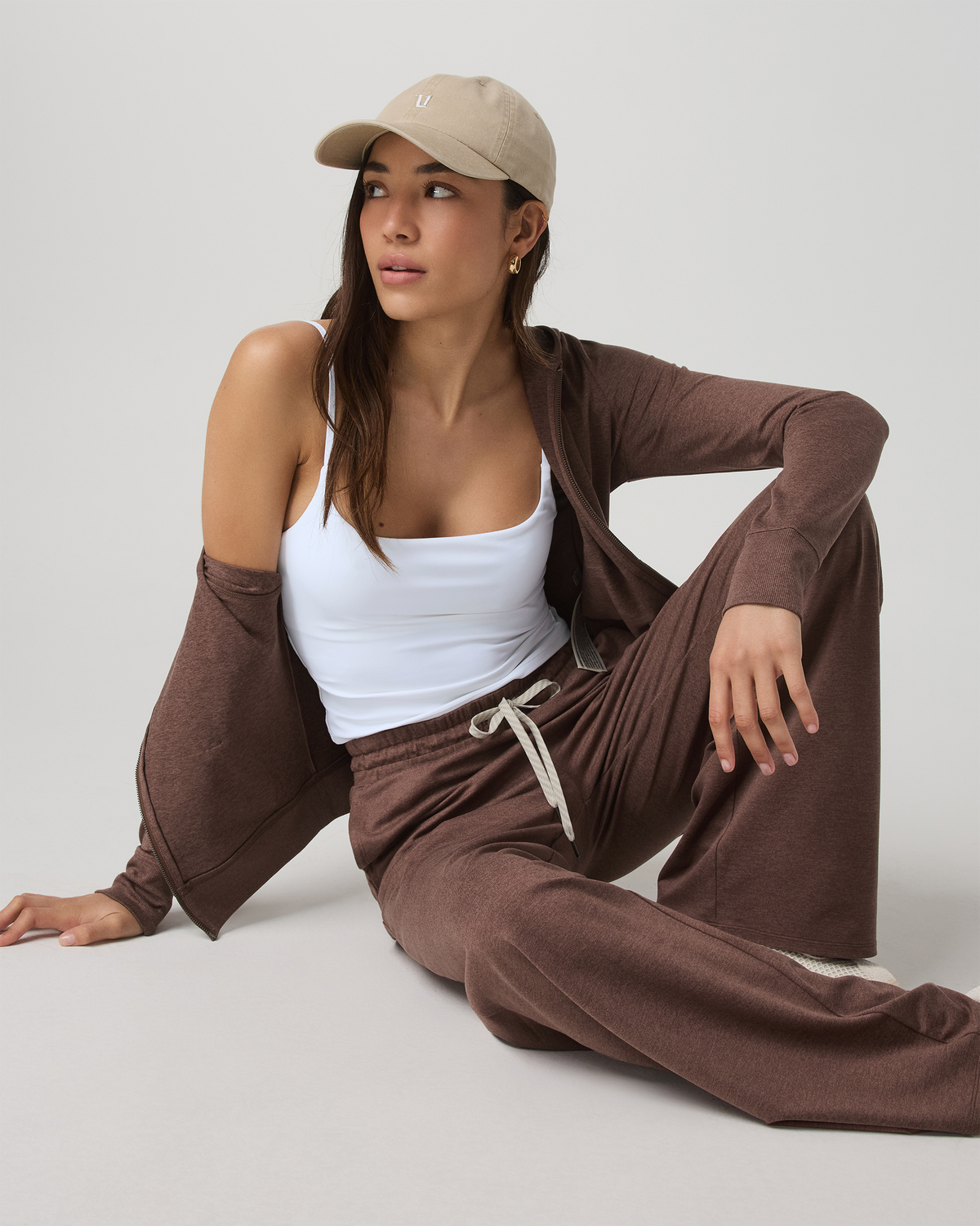 Women|New Vuori Halo Mini Full Zip Hoodie Women's Sable Heather Hoodie