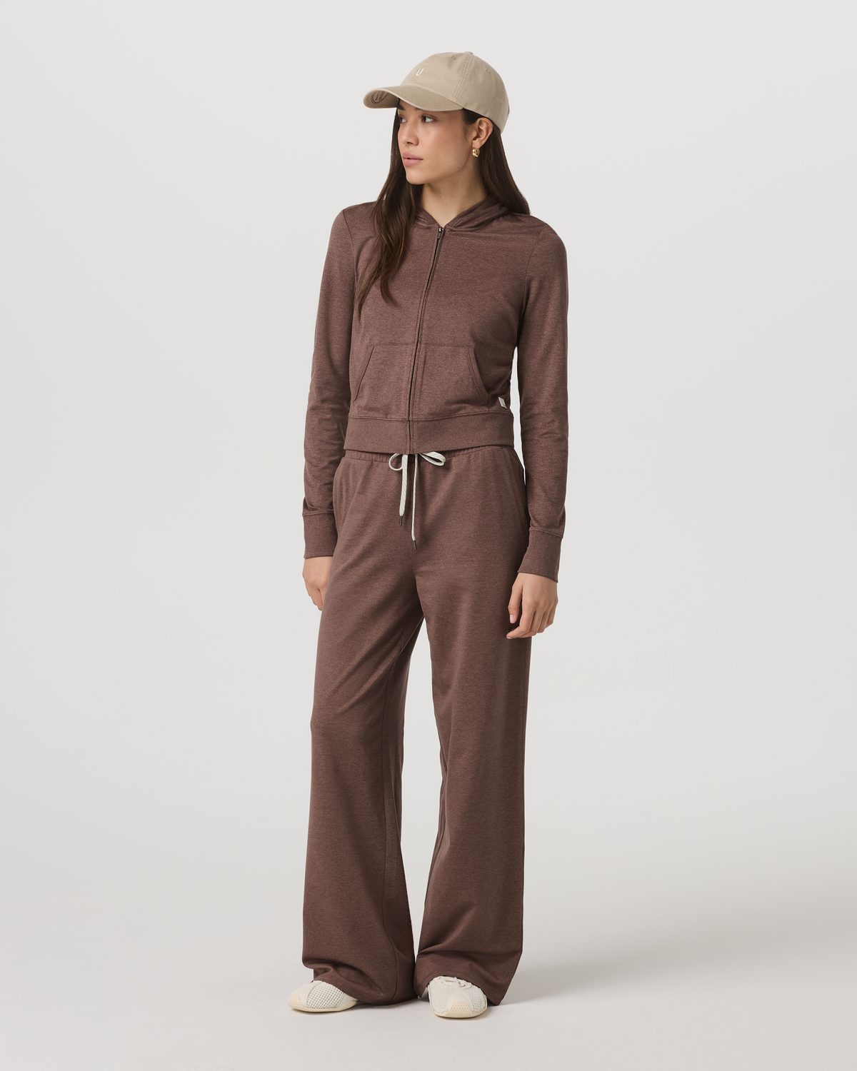 Women|New Vuori Halo Mini Full Zip Hoodie Women's Sable Heather Hoodie