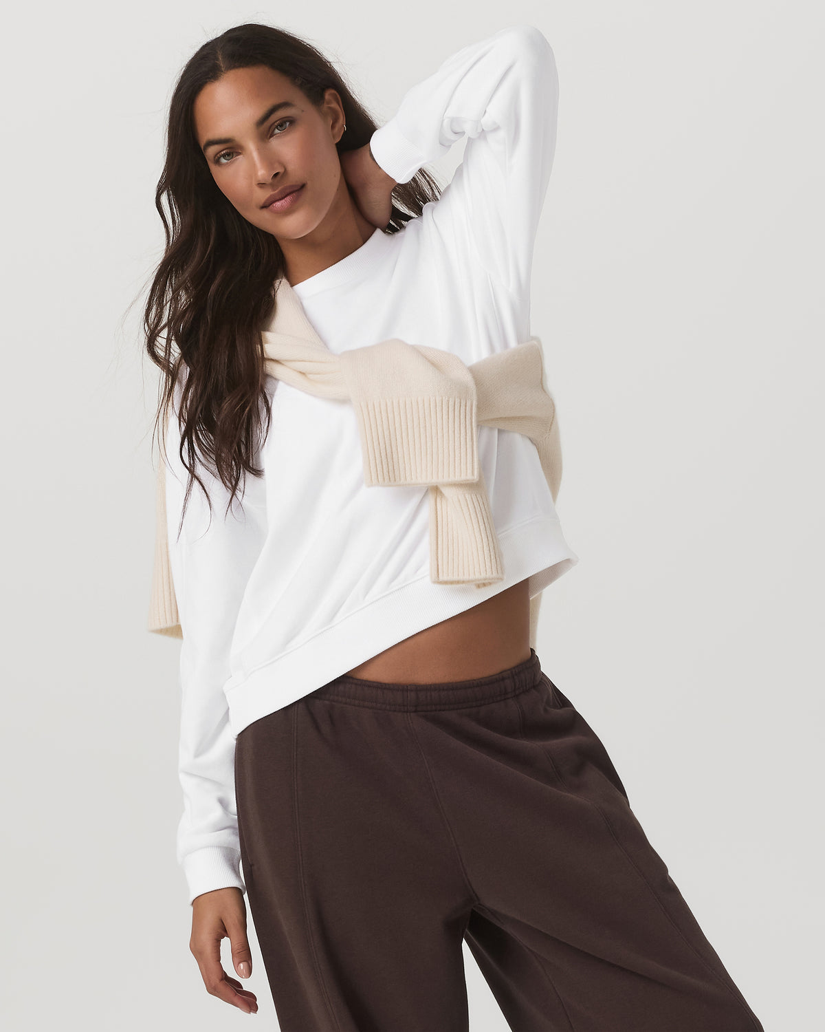 Women|New Vuori Sedona Seams Crew Women's White Fleece Sweatshirt