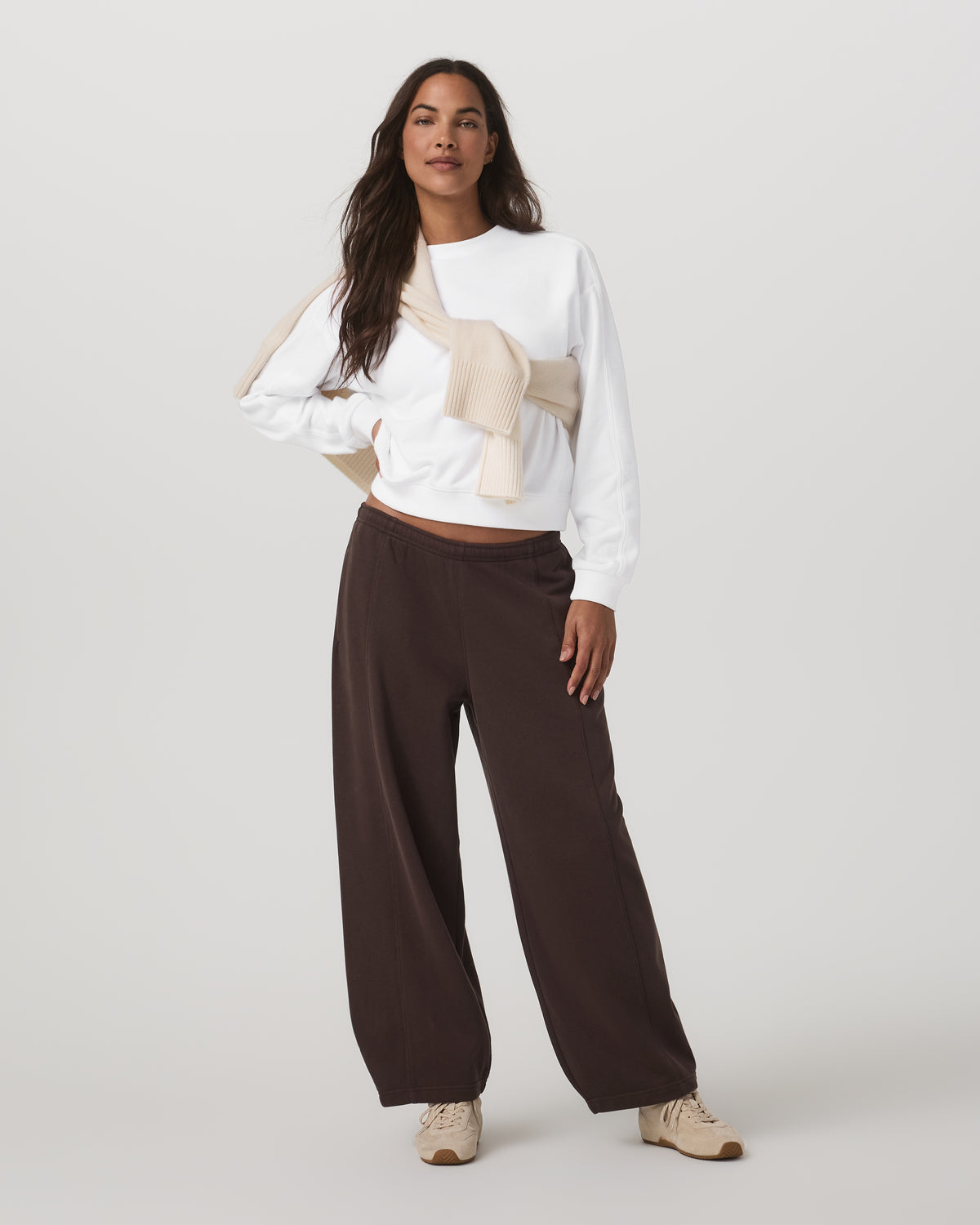 Women|New Vuori Sedona Seams Crew Women's White Fleece Sweatshirt