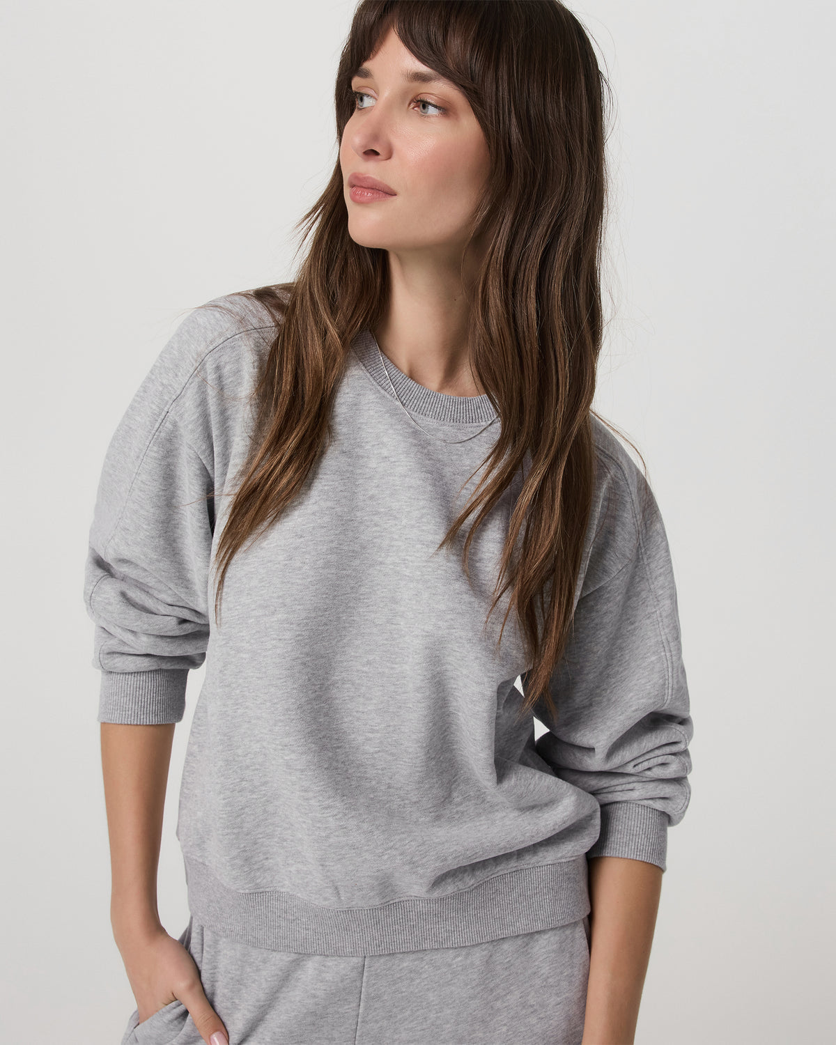 Women|New Vuori Sedona Seams Crew Women's Light Heather Grey Sweatshirt
