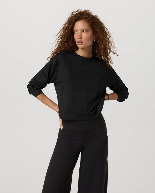 Women|New Vuori Halo Modern Crew Women's Black Heather Sweatshirt