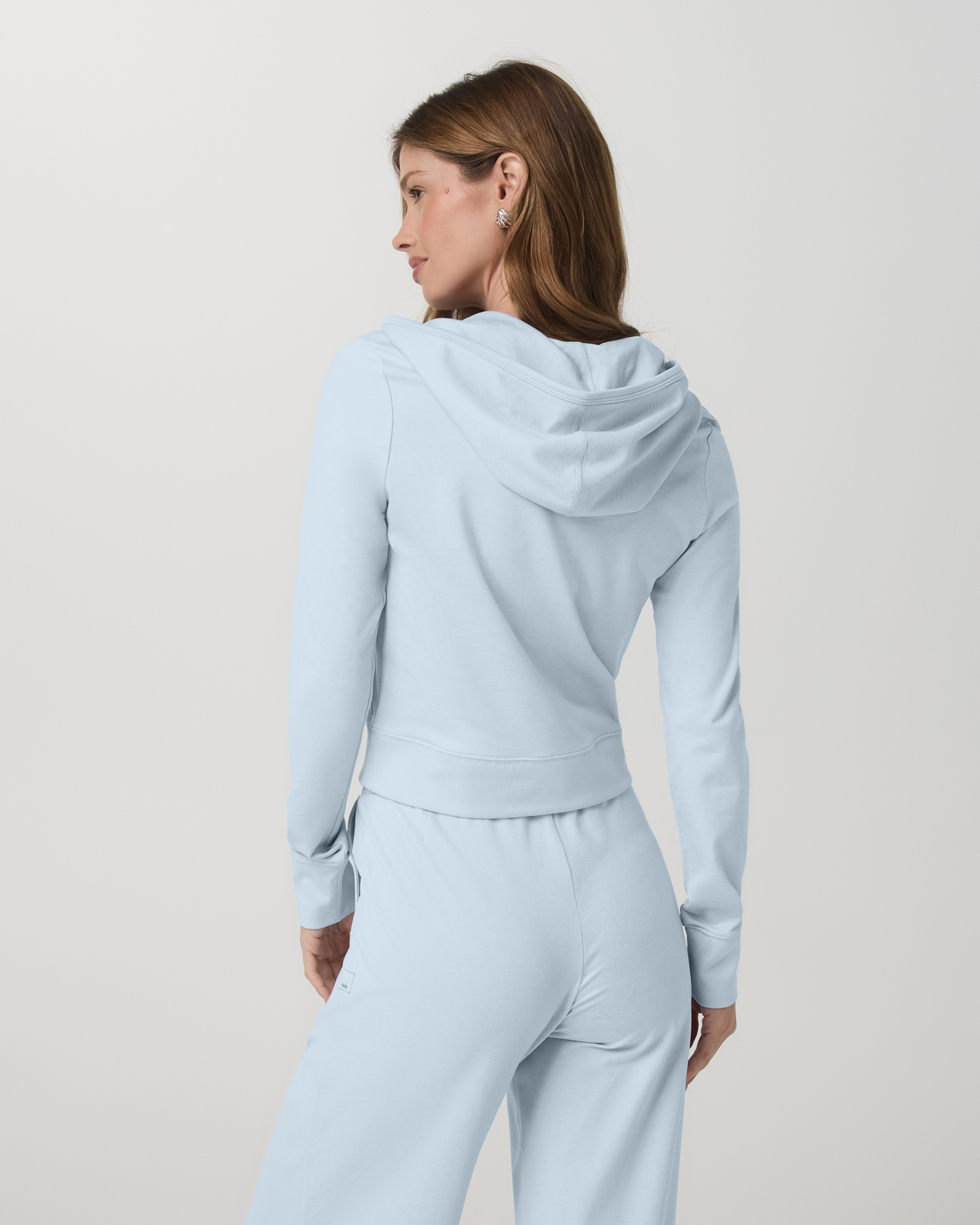 Women|New Vuori Halo Mini Full Zip Hoodie Soft Sky Heather Cropped Hoodie