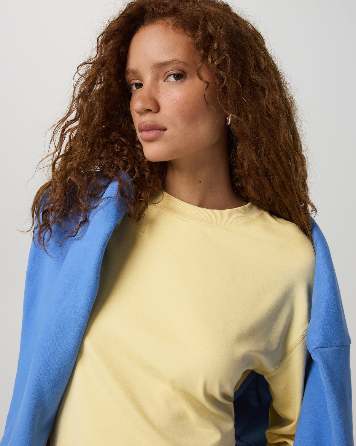 Women|New Vuori Halo Modern Crew Lemon Snap Heather Lounge Sweatshirt
