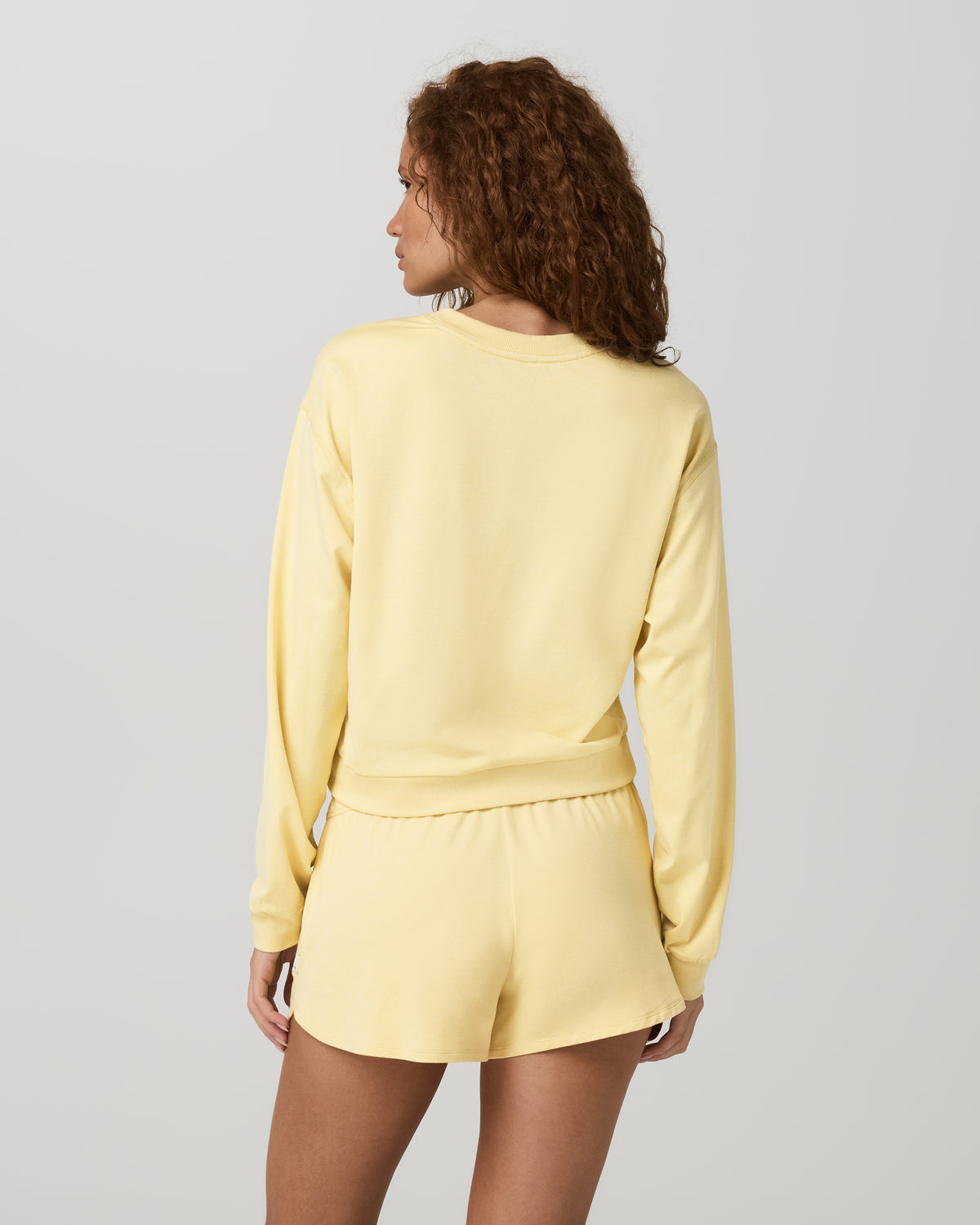 Women|New Vuori Halo Modern Crew Lemon Snap Heather Lounge Sweatshirt