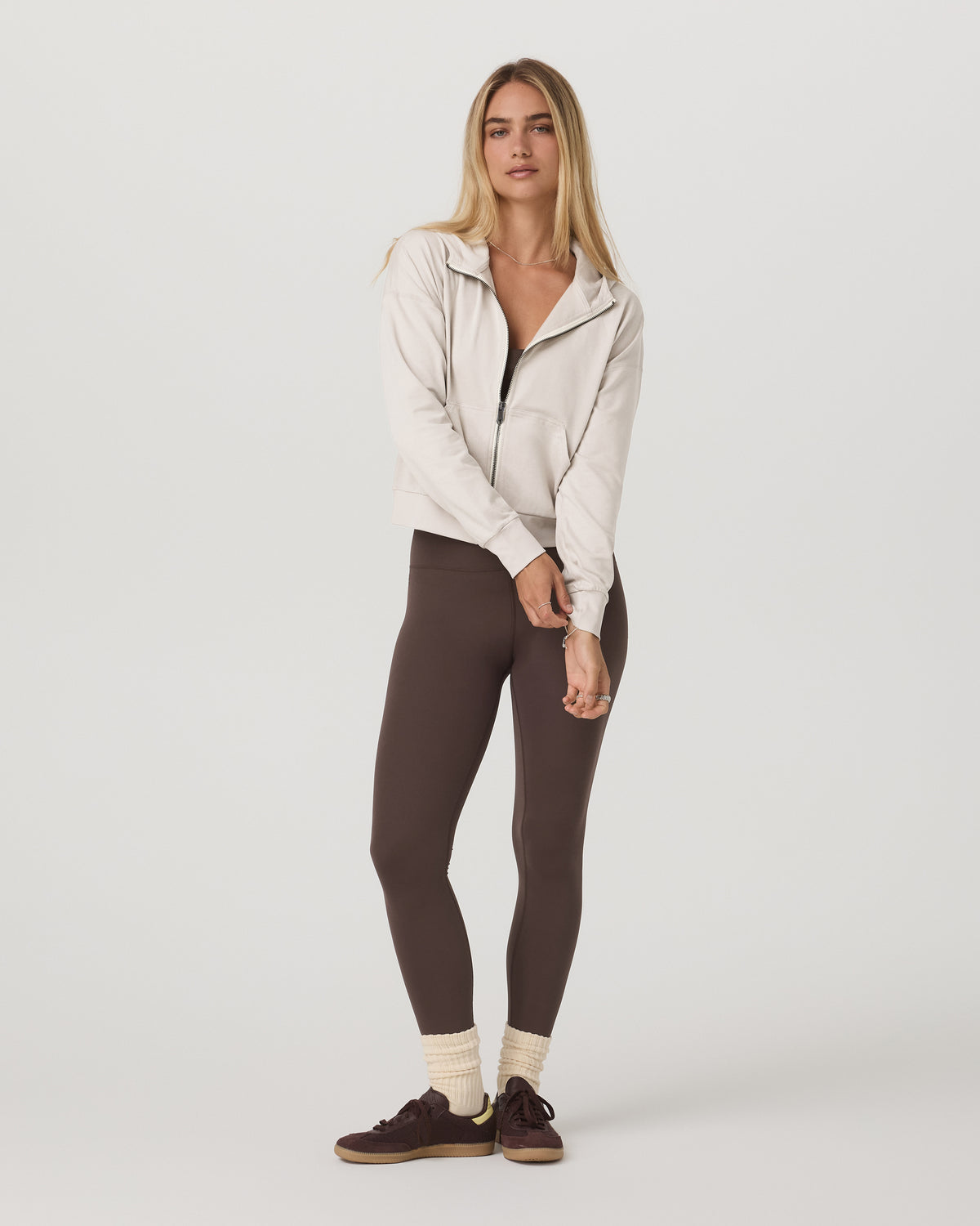 Women Vuori Halo Full Zip Hoodie Women's Ecru Heather Hoodie