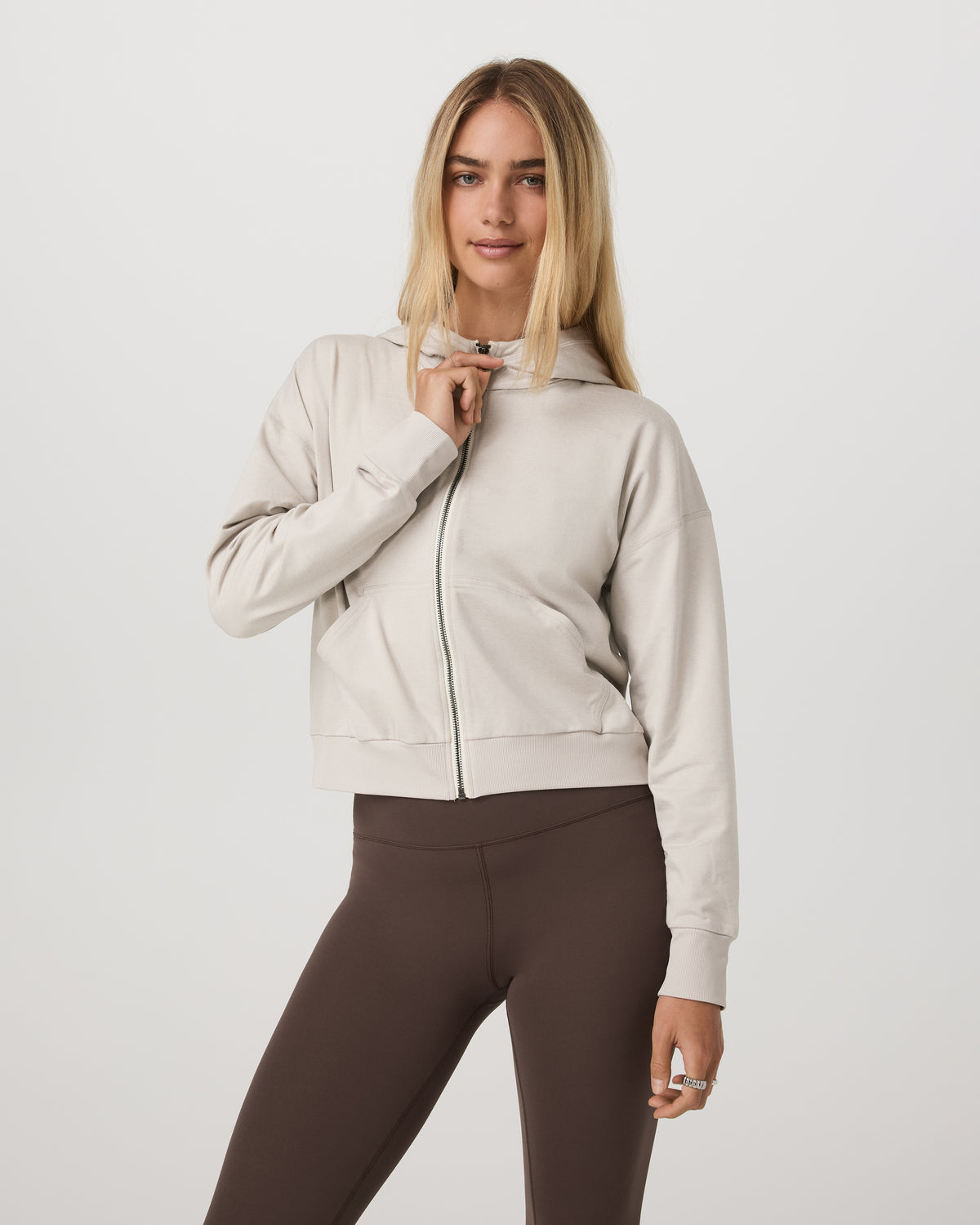 Women Vuori Halo Full Zip Hoodie Women's Ecru Heather Hoodie