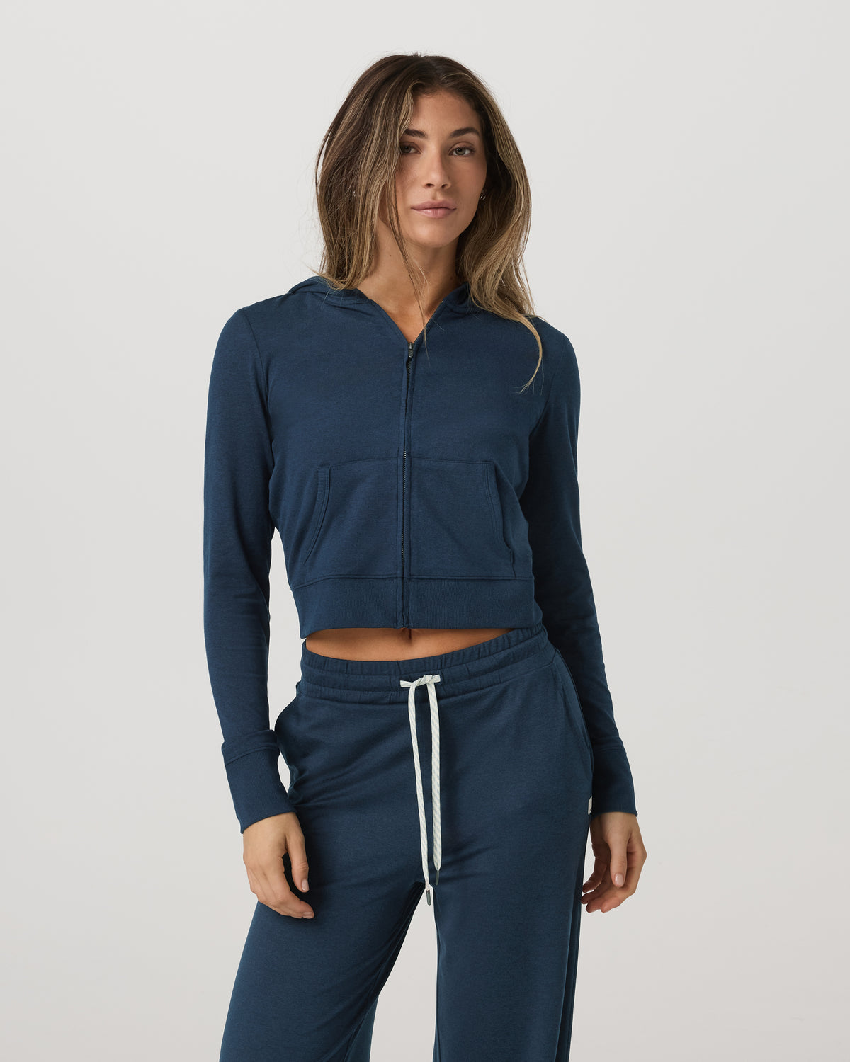Women Vuori Women's Halo Mini Full Zip Hoodie Blue Coast Heather
