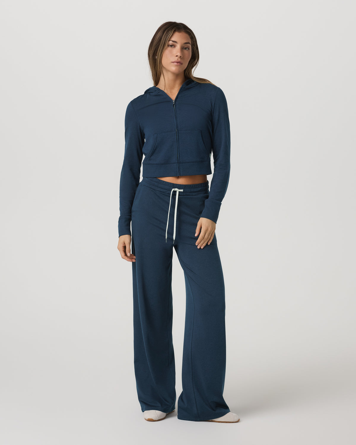 Women Vuori Women's Halo Mini Full Zip Hoodie Blue Coast Heather
