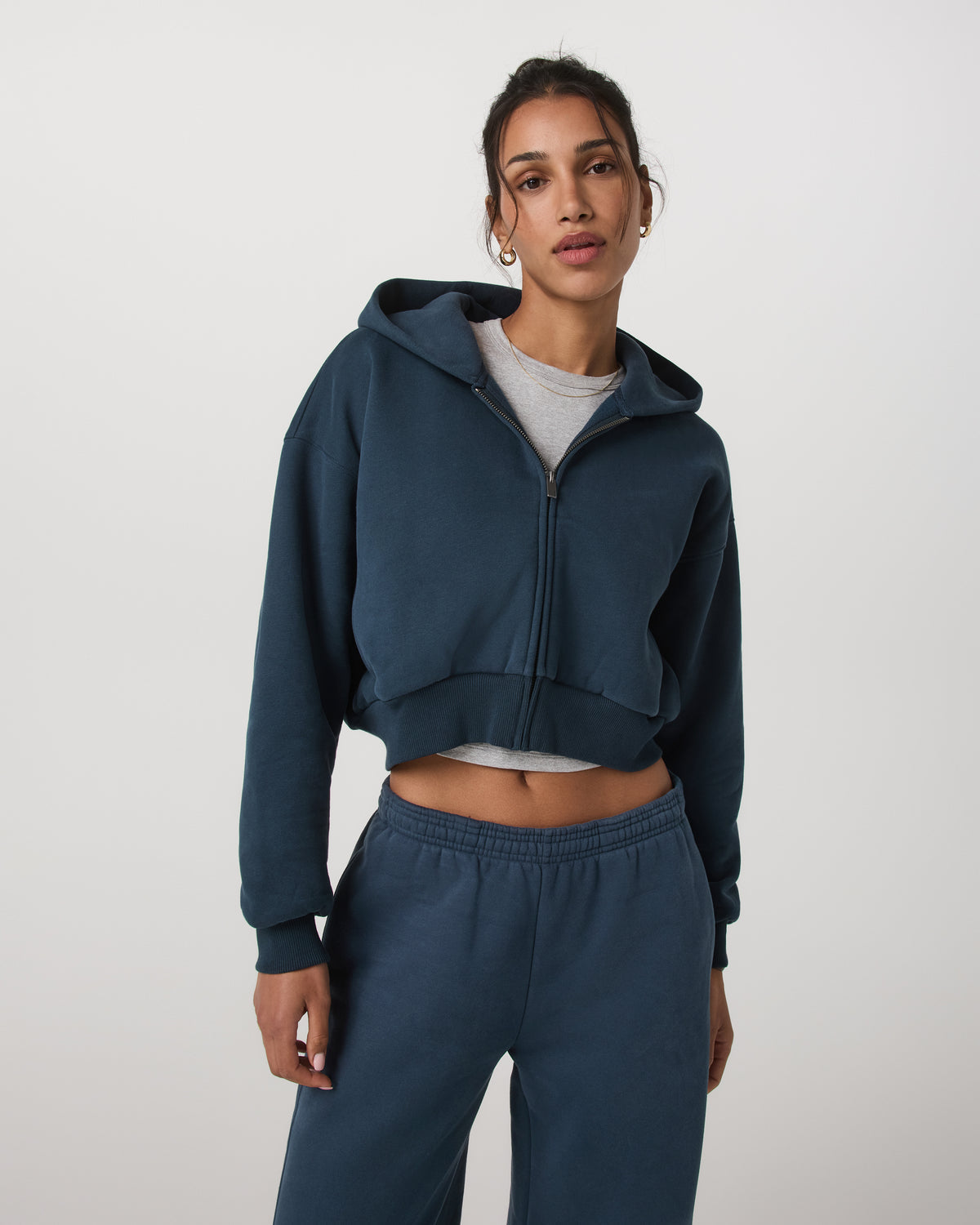 Women|New Vuori Restore Mini Full Zip Hoodie Ocean Blue Oversized Hoodie