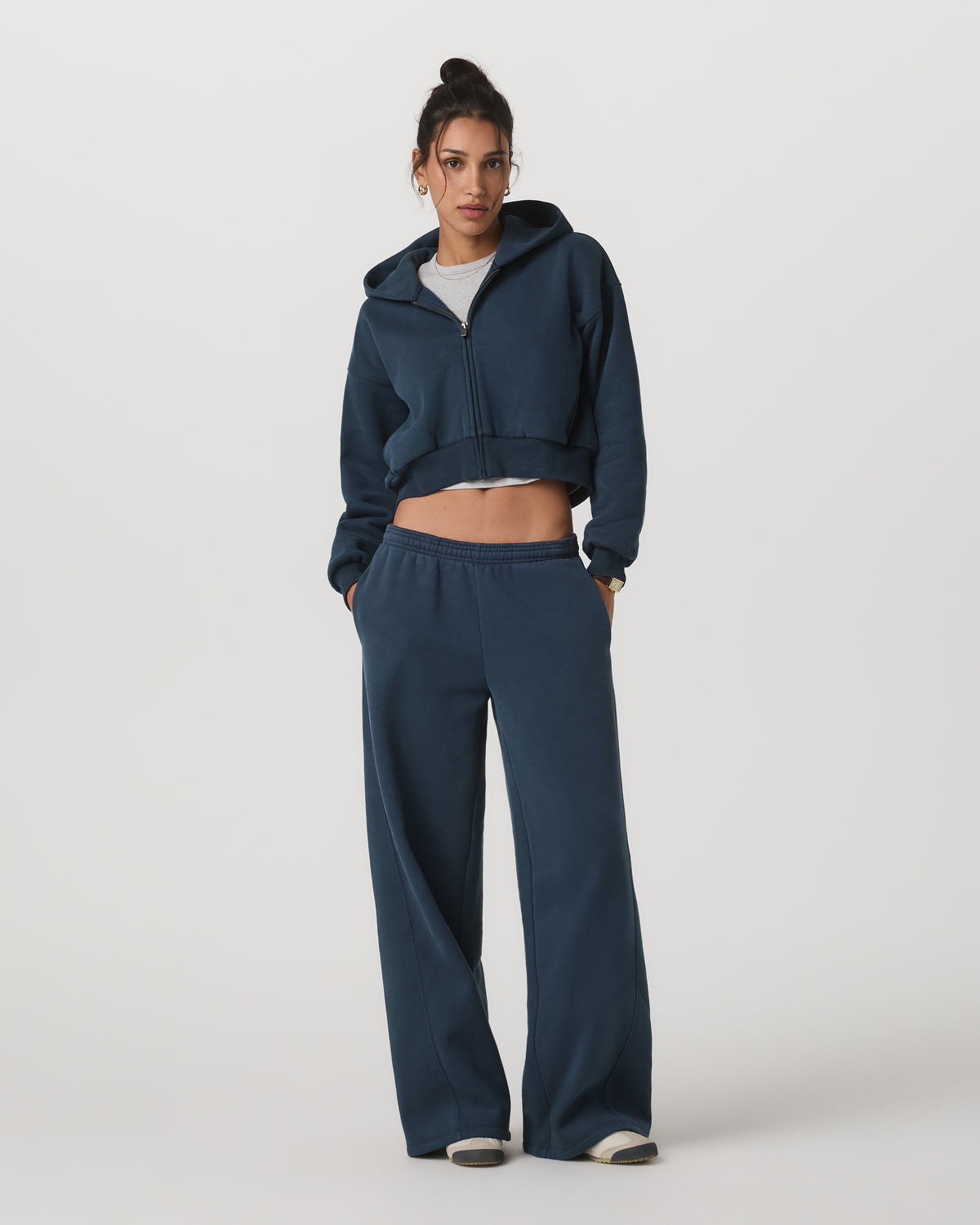 Women|New Vuori Restore Mini Full Zip Hoodie Ocean Blue Oversized Hoodie