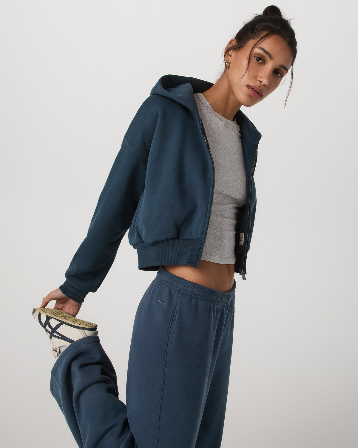 Women|New Vuori Restore Mini Full Zip Hoodie Ocean Blue Oversized Hoodie