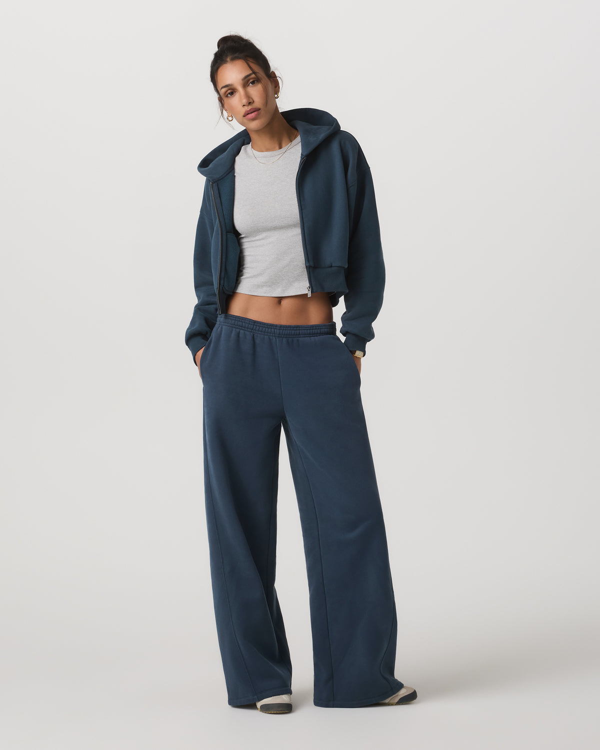 Women|New Vuori Restore Mini Full Zip Hoodie Ocean Blue Oversized Hoodie