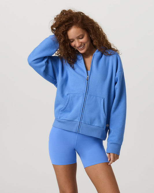 Women|New Vuori Restore Full Zip Hoodie Riviera Blue Zip-Up Sweater