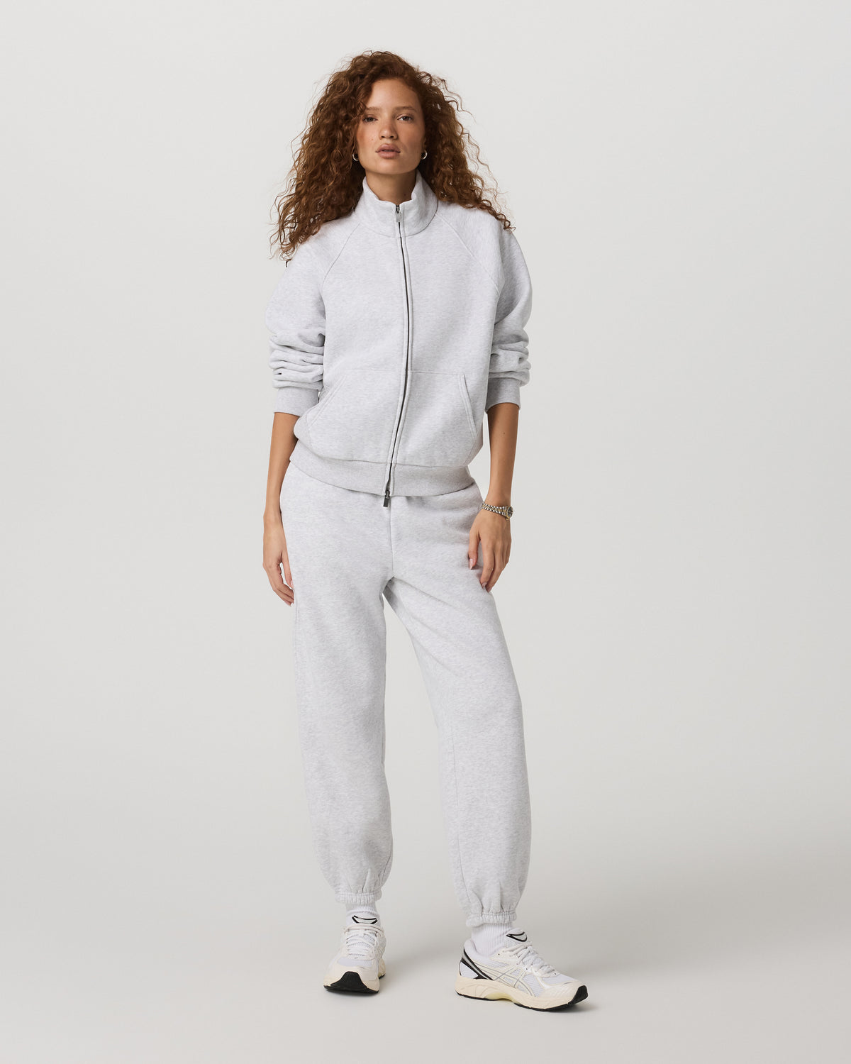 Women|New Vuori Restore Double Zip Sweatshirt Pale Grey Heather Full-Zip