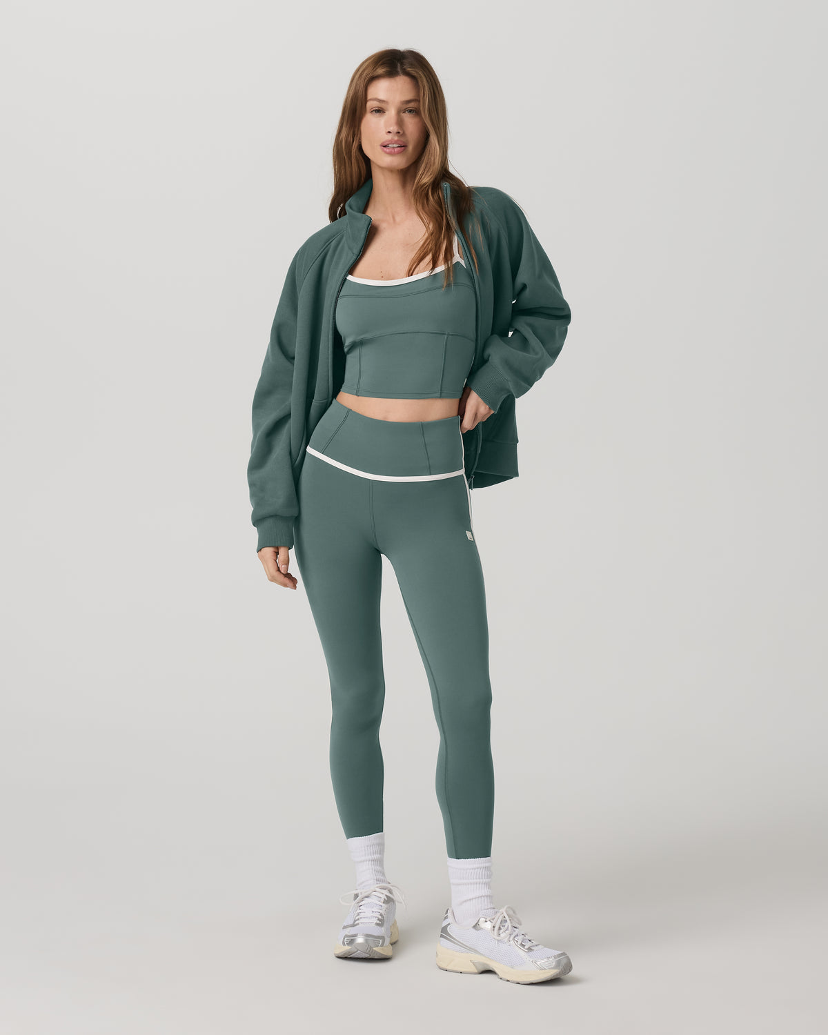 Women|New Vuori Restore Double Zip Sweatshirt Agate Green Full-Zip Fleece