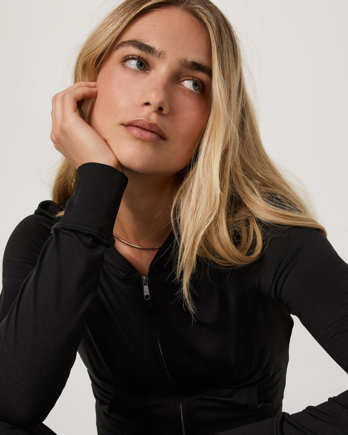 Women Vuori Halo Mini Full Zip Hoodie Black Heather