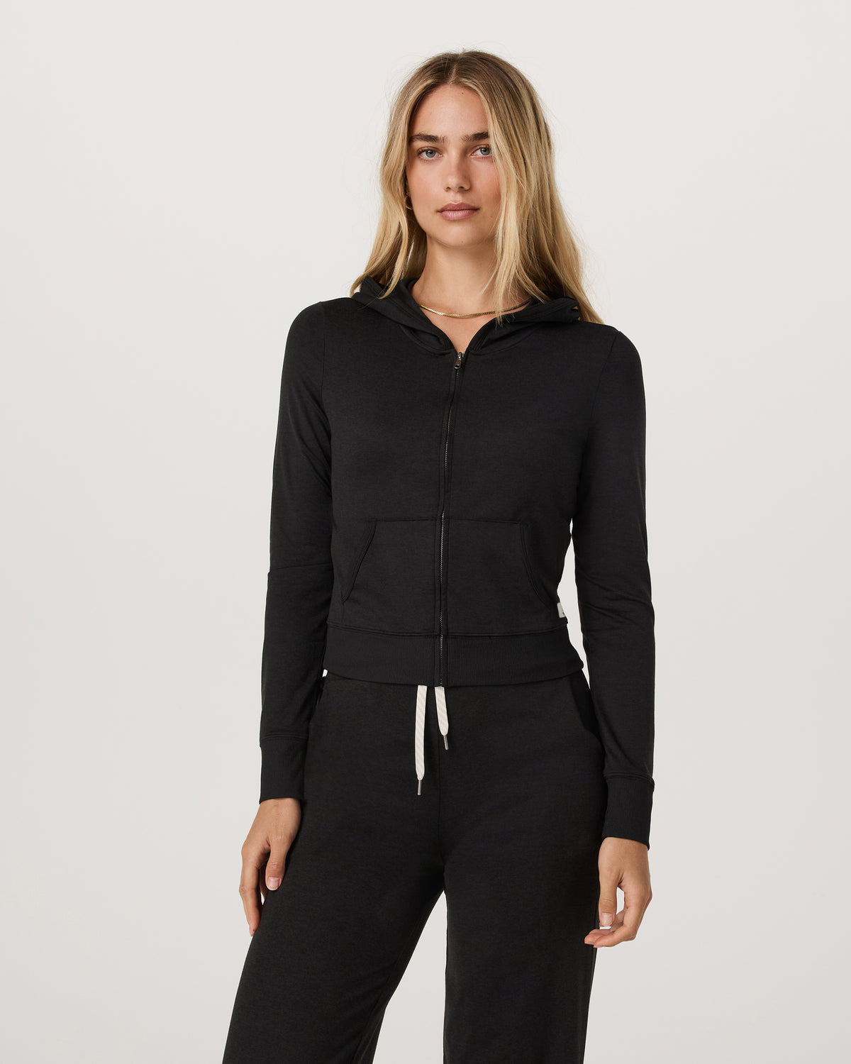 Women Vuori Halo Mini Full Zip Hoodie Black Heather