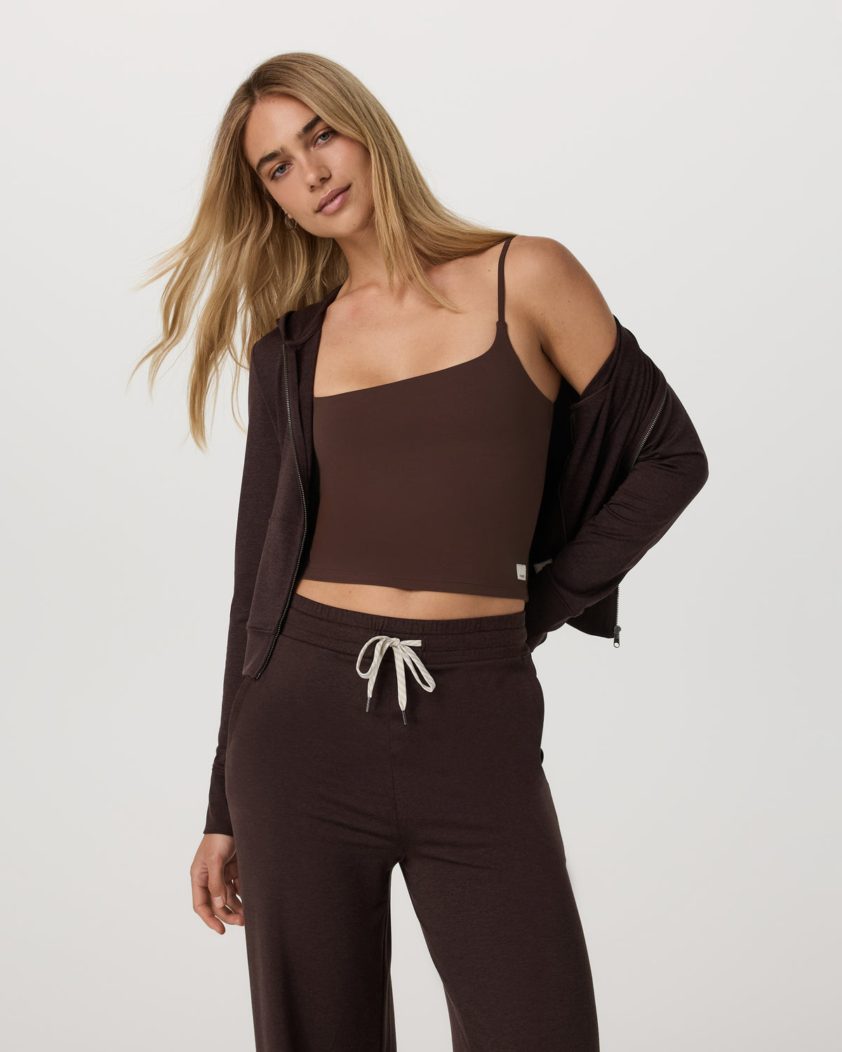 Women Vuori Halo Mini FZ Hoodie Women's Java Heather Hoodie
