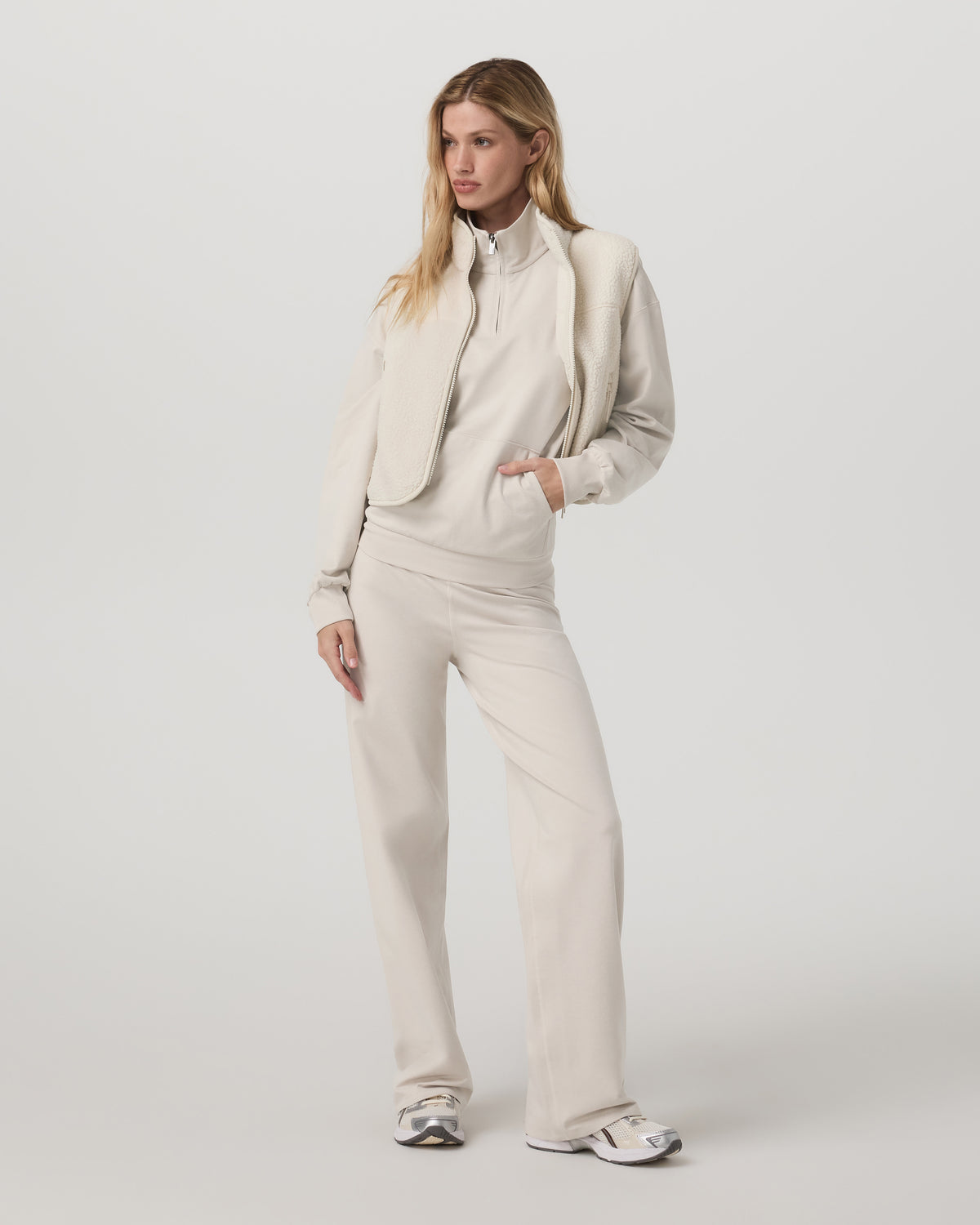 Women|New Vuori Granite Half Zip Women's Oatmeal Heather Sweatshirt