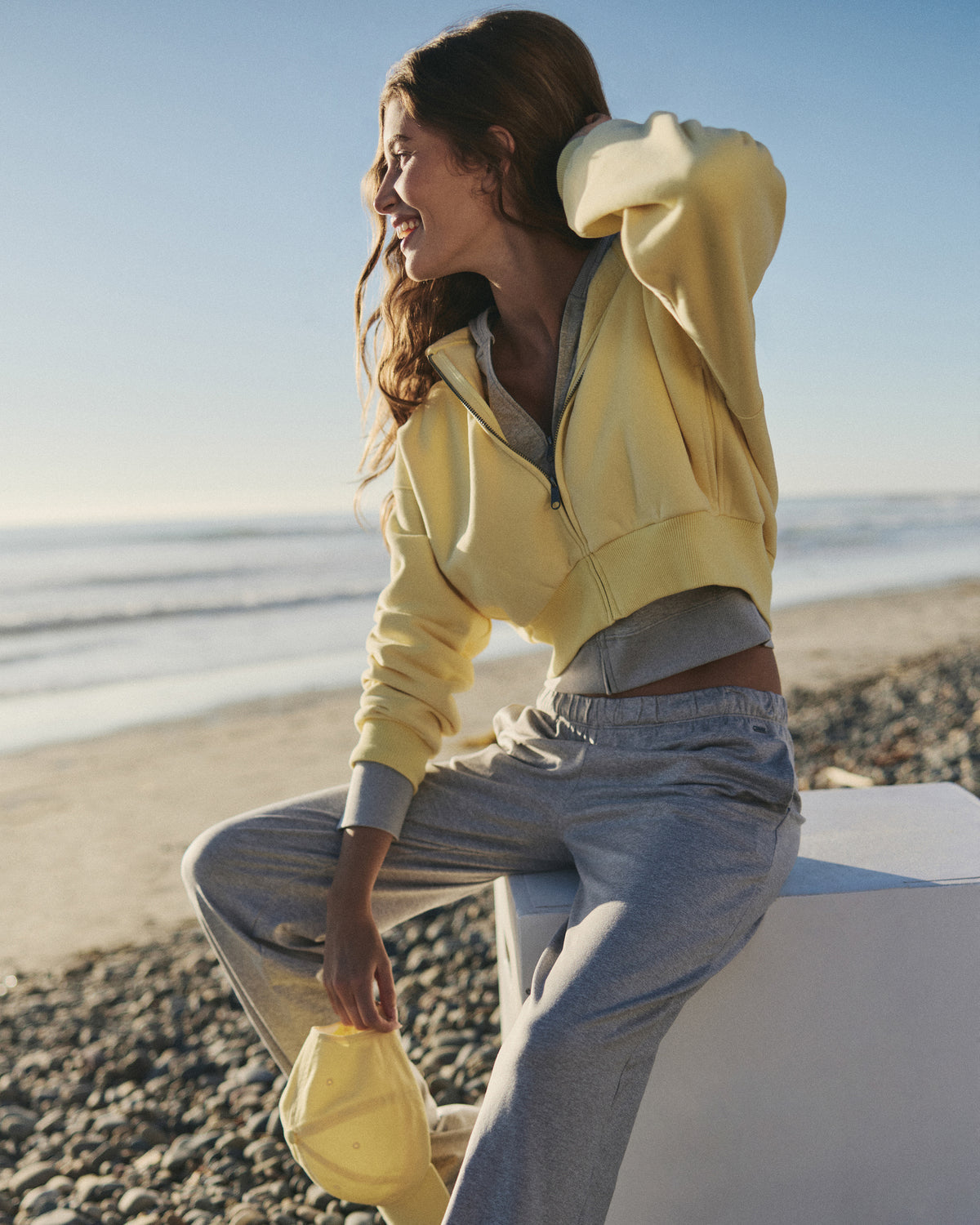 Women|New Vuori Restore Mini Full Zip Hoodie Lemon Snap Oversized Hoodie