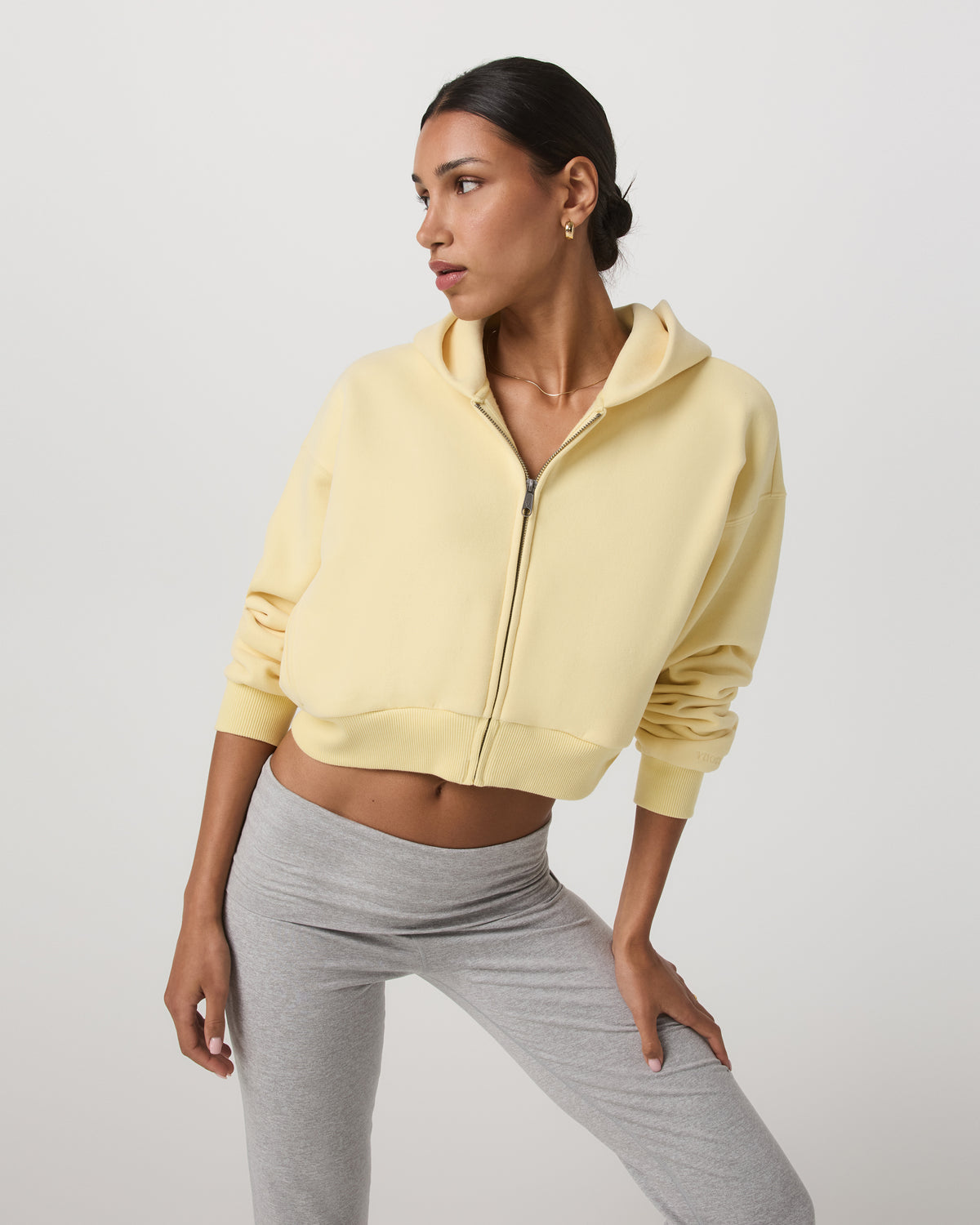 Women|New Vuori Restore Mini Full Zip Hoodie Lemon Snap Oversized Hoodie