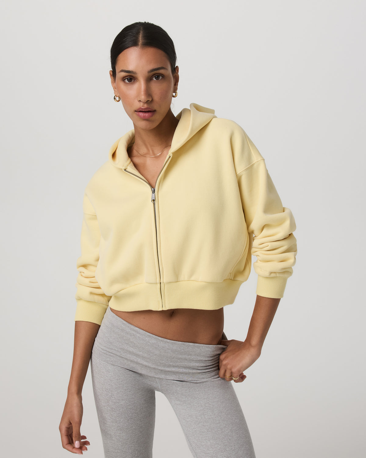 Women|New Vuori Restore Mini Full Zip Hoodie Lemon Snap Oversized Hoodie