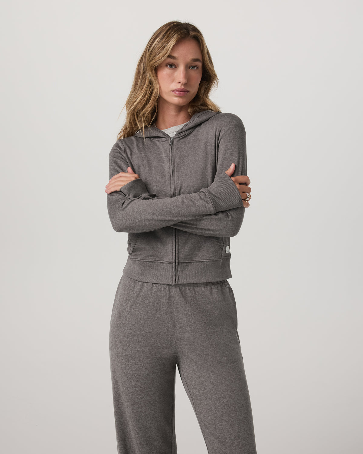 Women Vuori Halo Mini FZ Hoodie Women's Chia Heather Hoodie