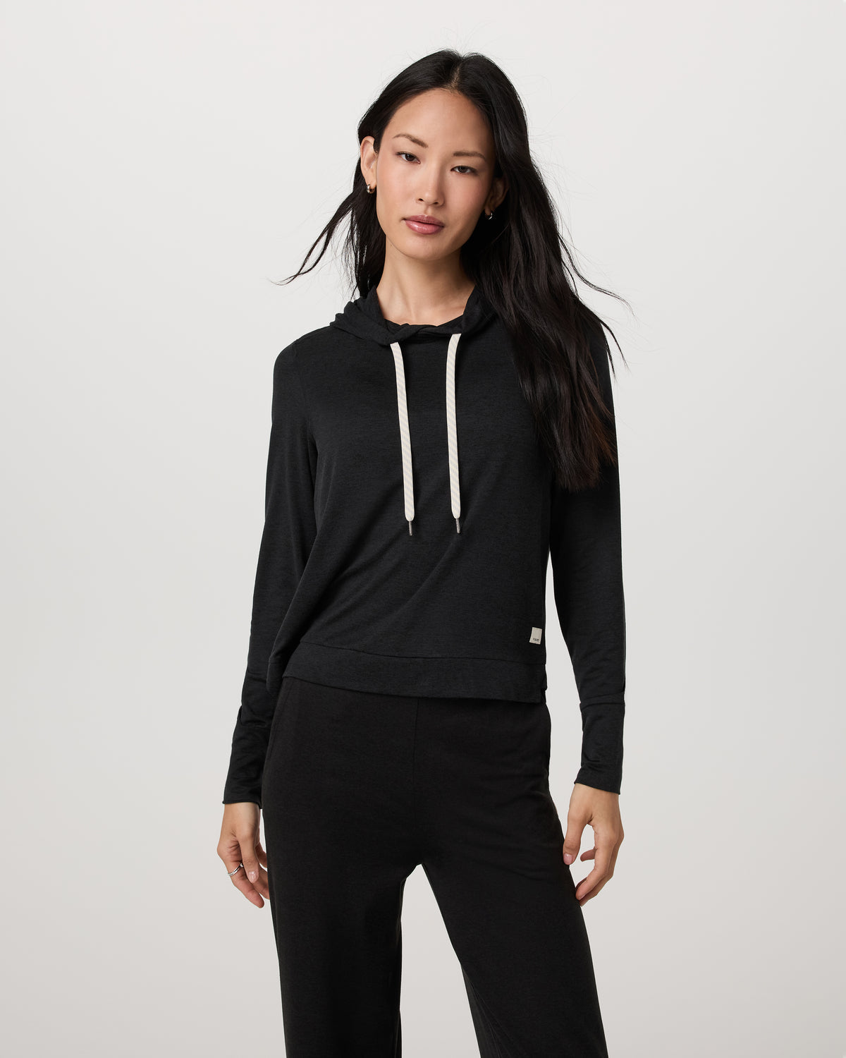 Women Vuori Halo Essential Hoodie Black Heather Sweatshirt