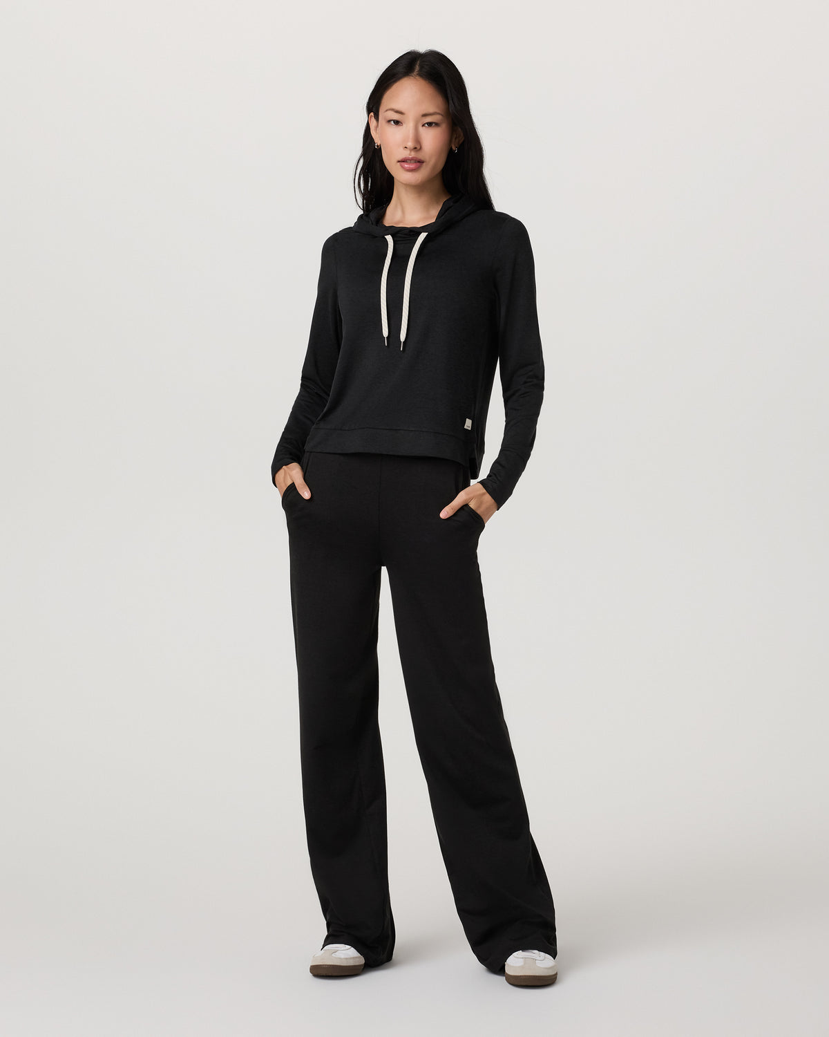Women Vuori Halo Essential Hoodie Black Heather Sweatshirt