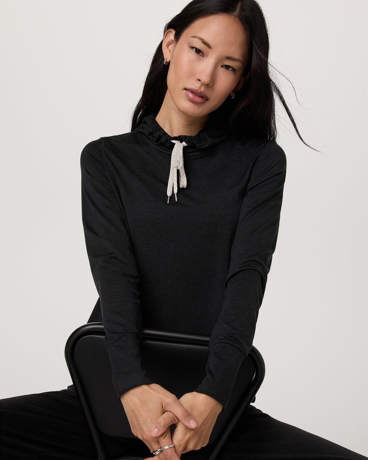 Women Vuori Halo Essential Hoodie Black Heather Sweatshirt
