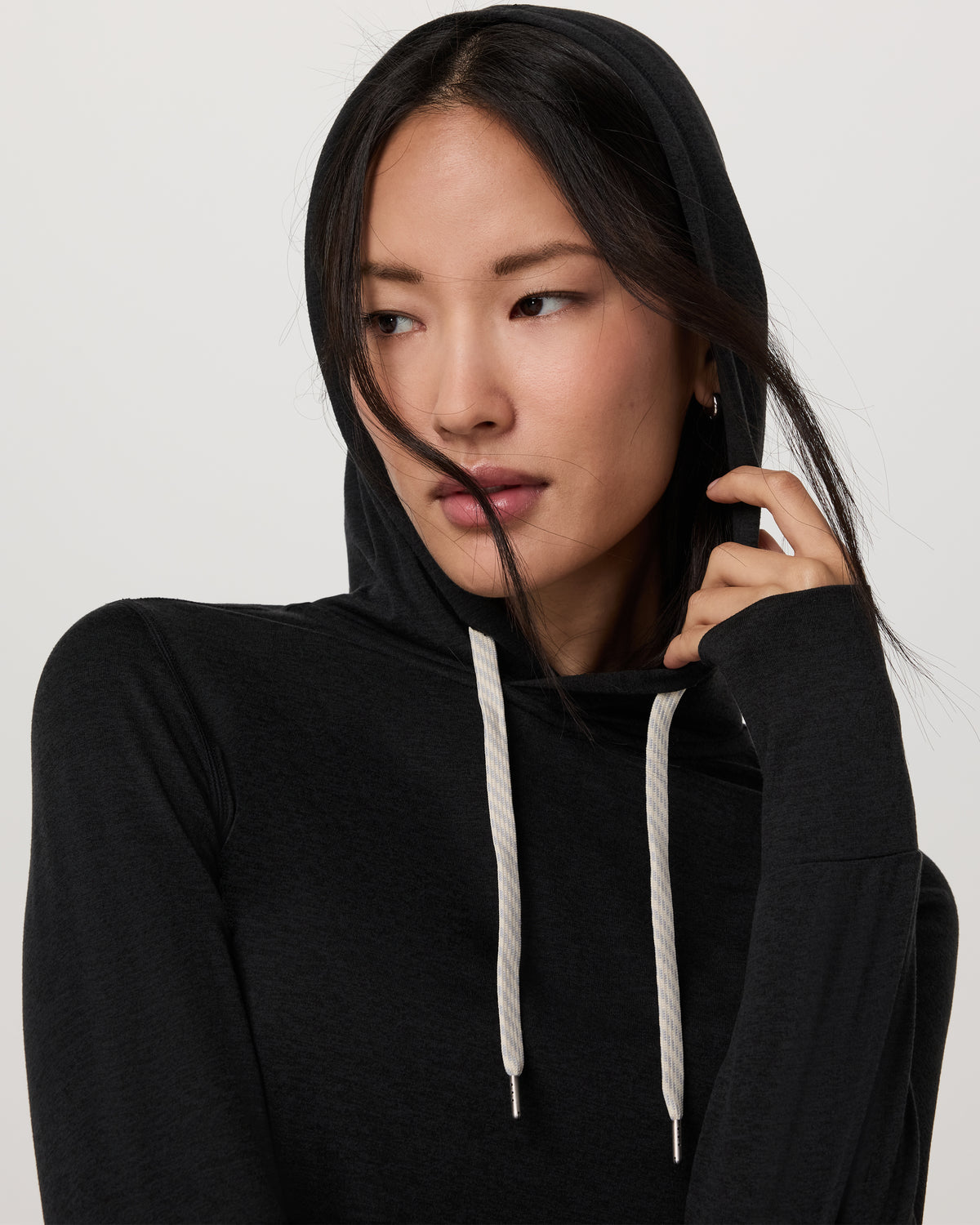 Women Vuori Halo Essential Hoodie Black Heather Sweatshirt
