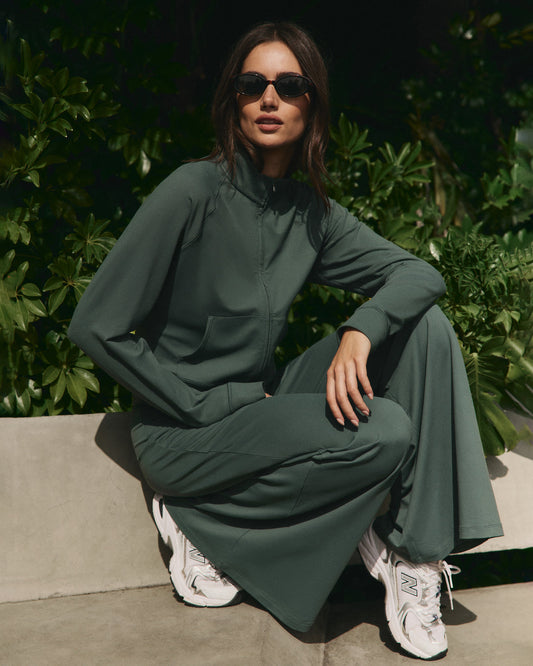 Women|New Vuori Halo Mini Track Jacket Women's Agate Green Cropped Zip-Up