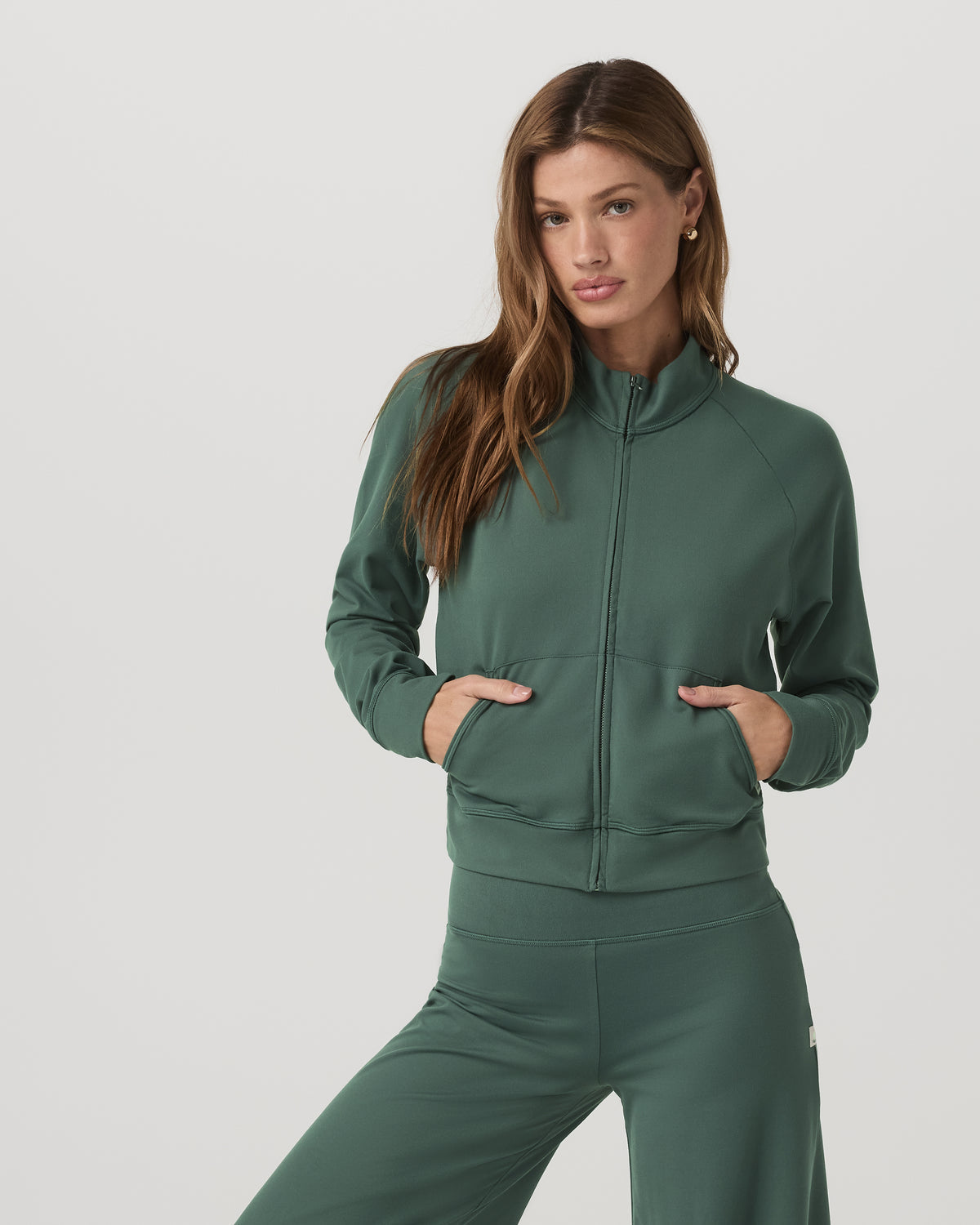 Women|New Vuori Halo Mini Track Jacket Women's Agate Green Cropped Zip-Up