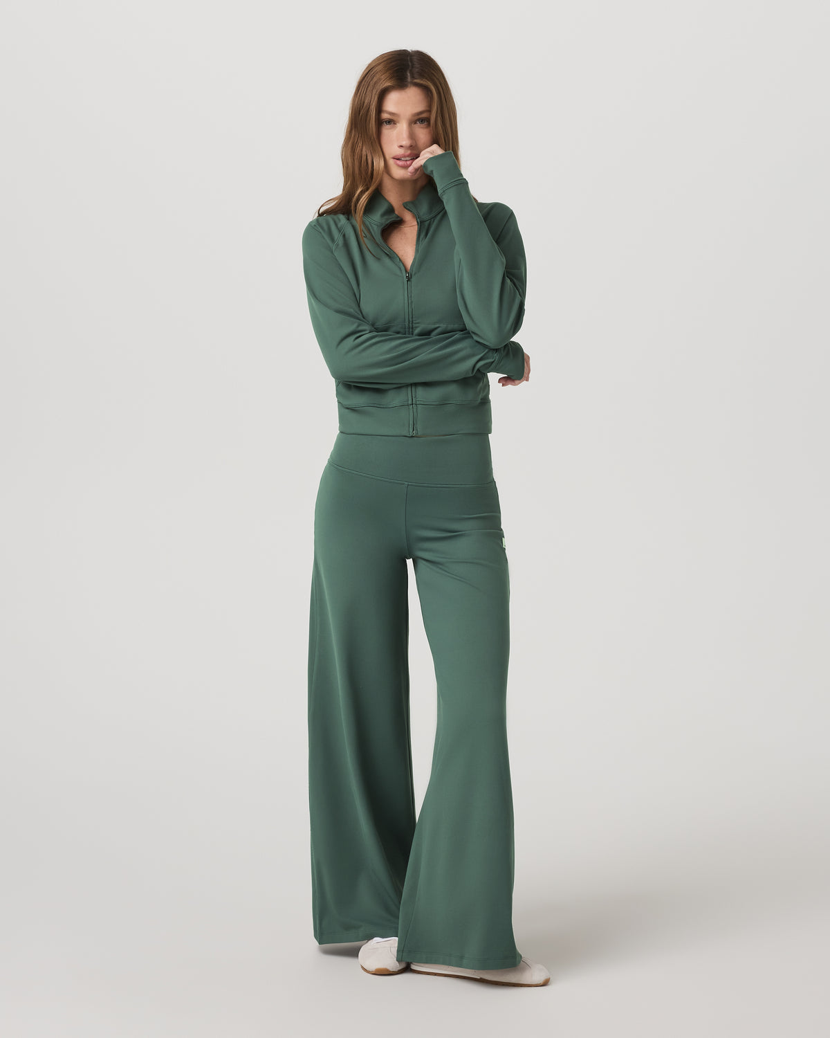 Women|New Vuori Halo Mini Track Jacket Women's Agate Green Cropped Zip-Up